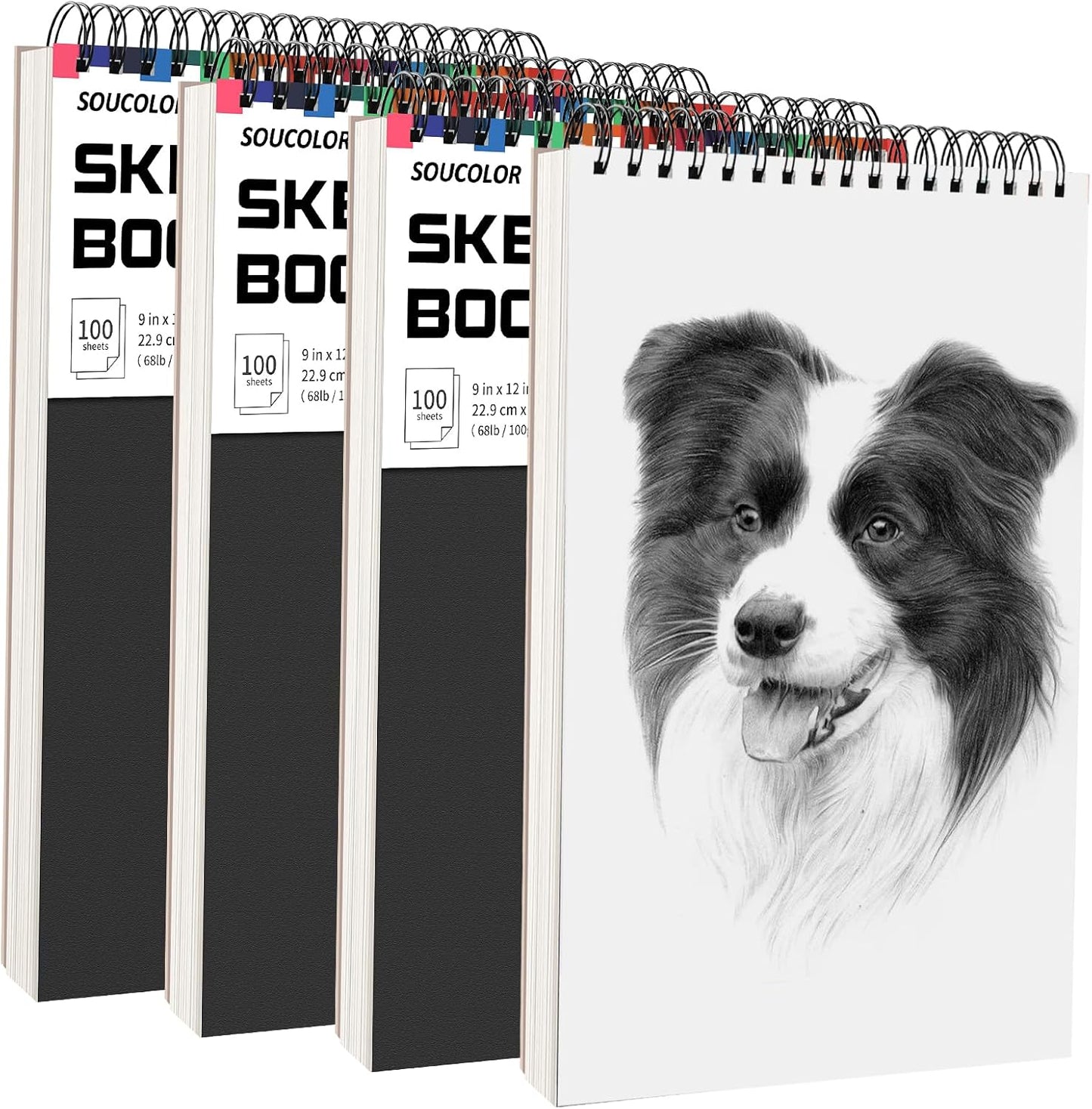 Soucolor 9x12 Sketch Book Set for Artists - 4 Pack Drawing Pads