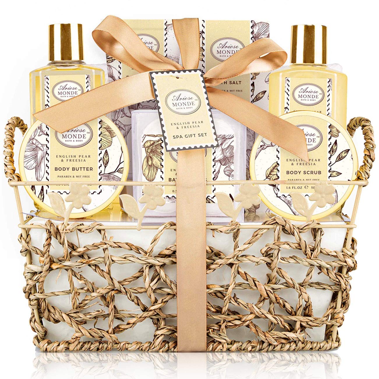 Bath & Shower Spa Gift Basket Set with English Pear & Freesia