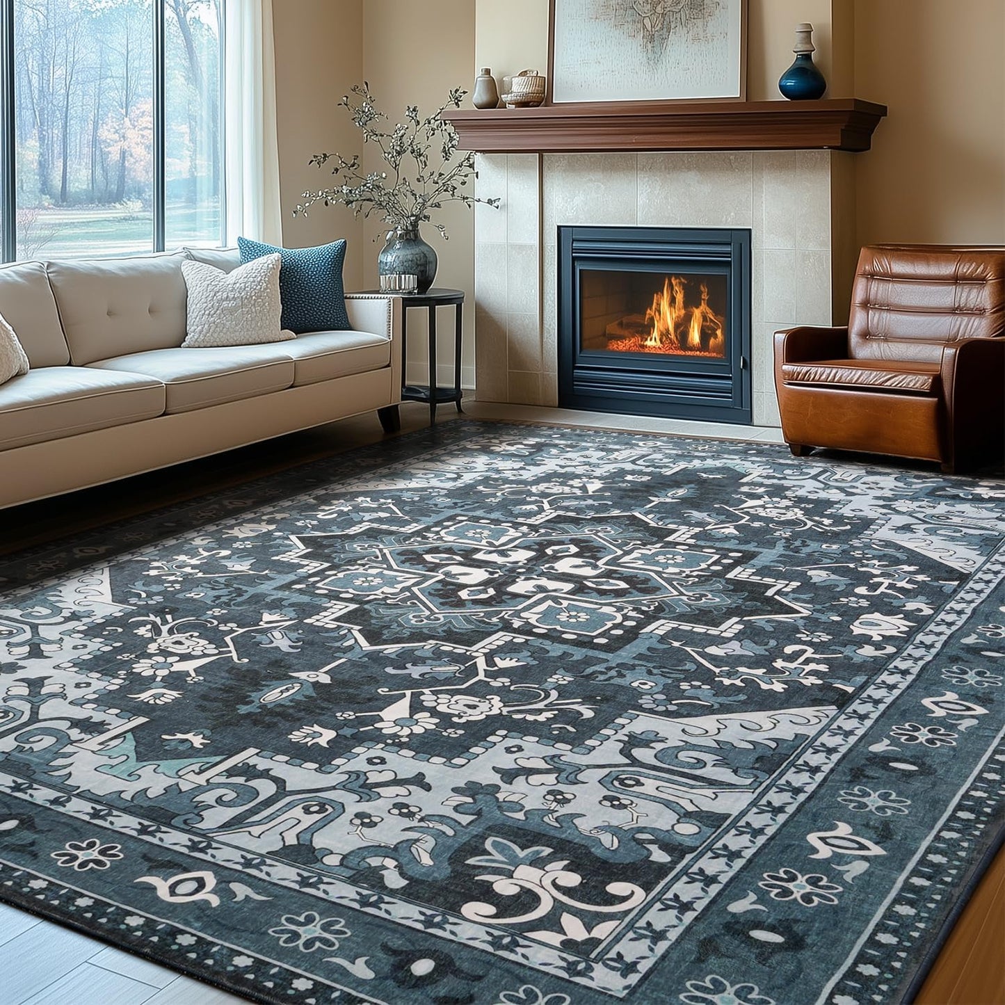 Rugflix 8x10 Area Rugs Machine Washable for Living Room