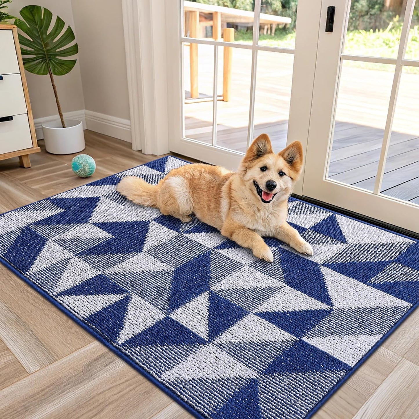 OLANLY Large Door Mat Indoor Entrance Washable 48x32, Navy