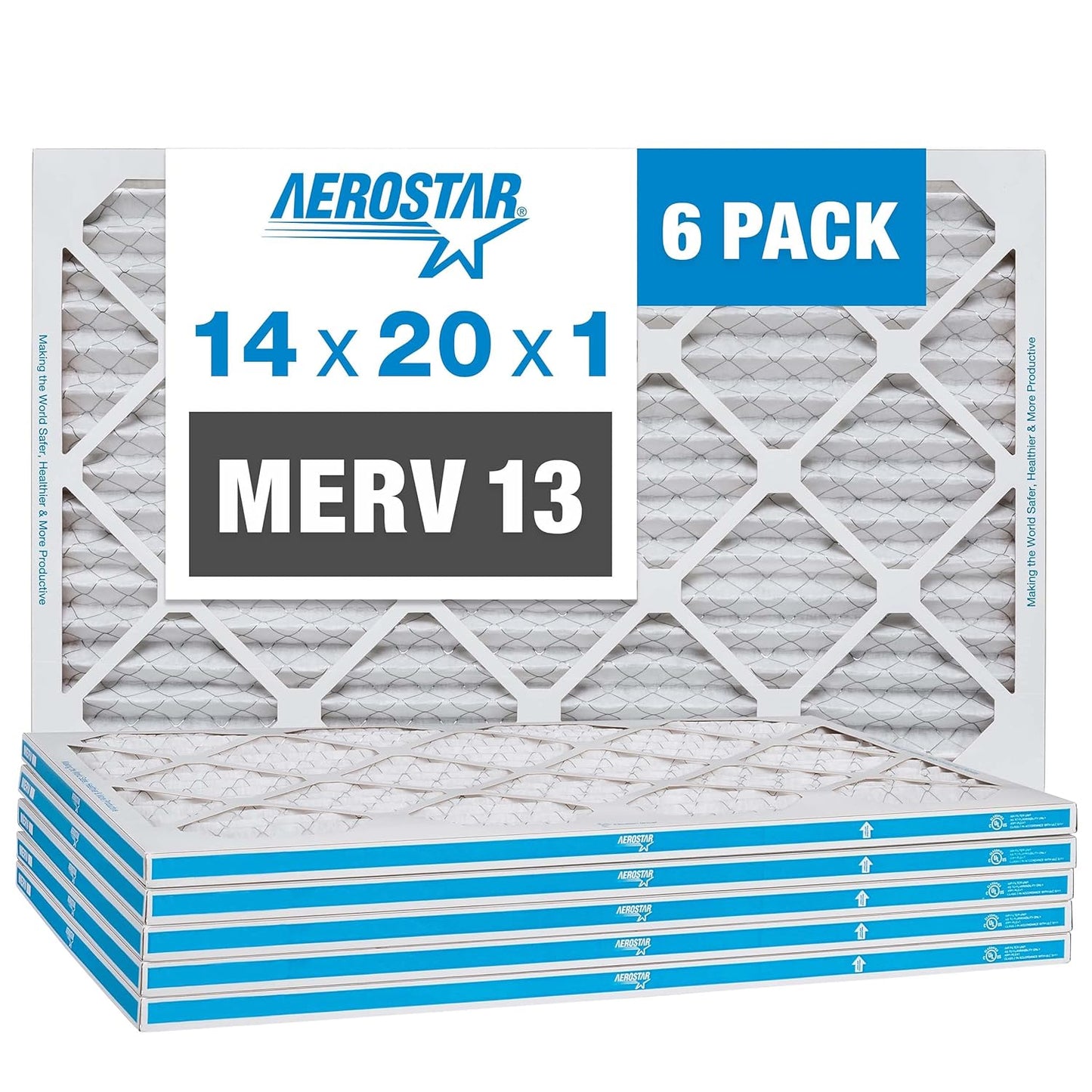 Aerostar 14x20x1 MERV 13 Pleated Air Filter for Cleaner Air
