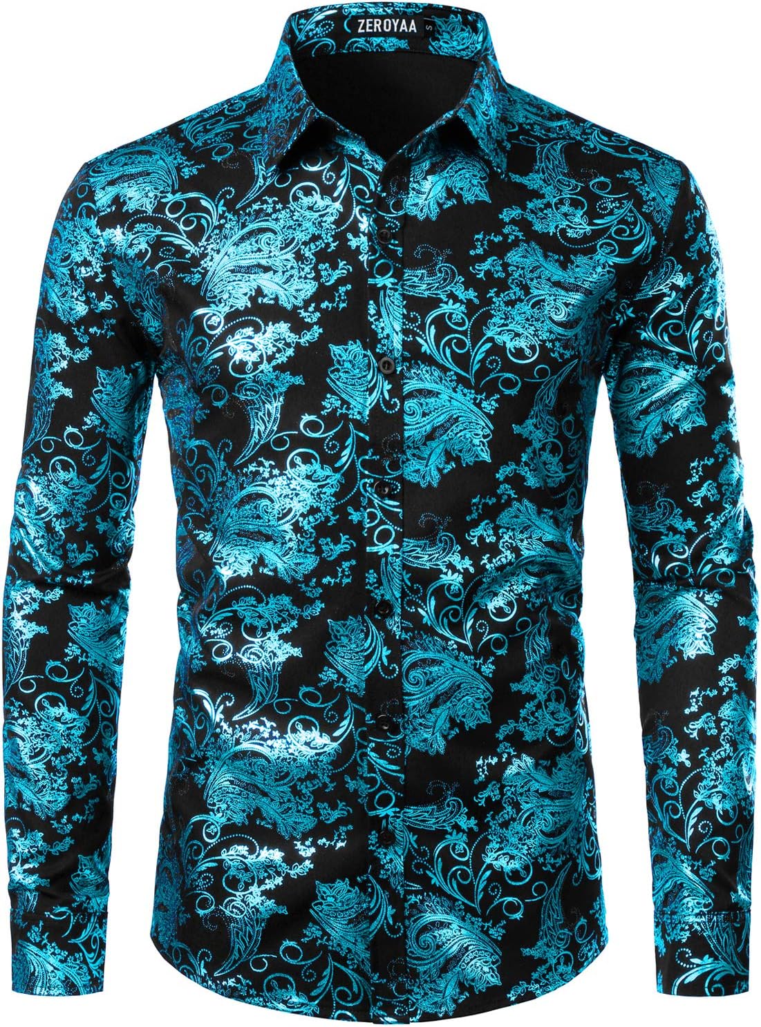 ZEROYAA Men's Luxury Paisley Dress Shirt for Parties and Prom