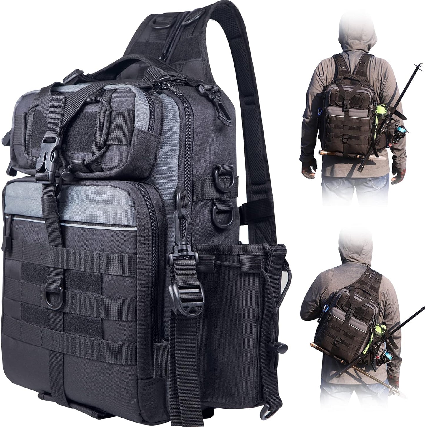BLISSWILL Outdoor Tackle Bag - Large Water-Resistant Fishing Backpack
