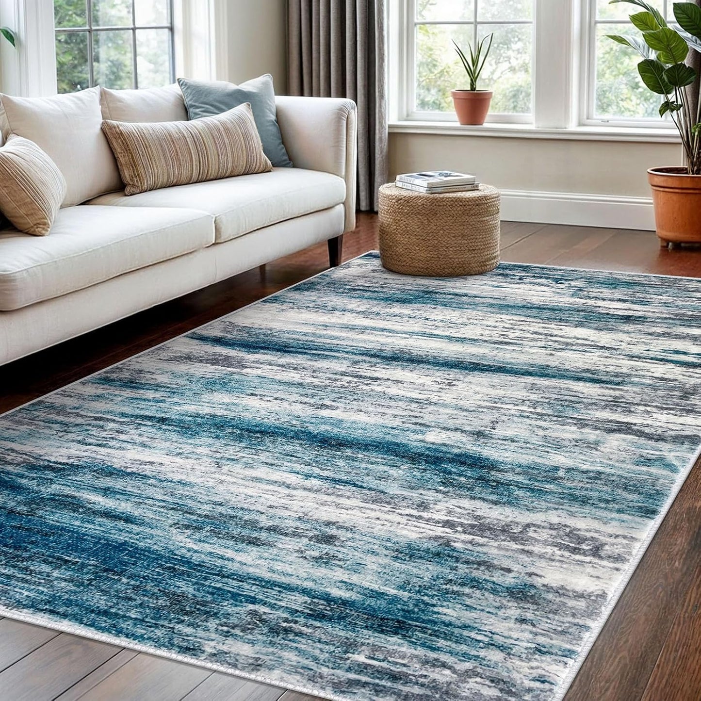 KOZYFLY 4x6 Area Rug Modern Ombre Design for Living Spaces