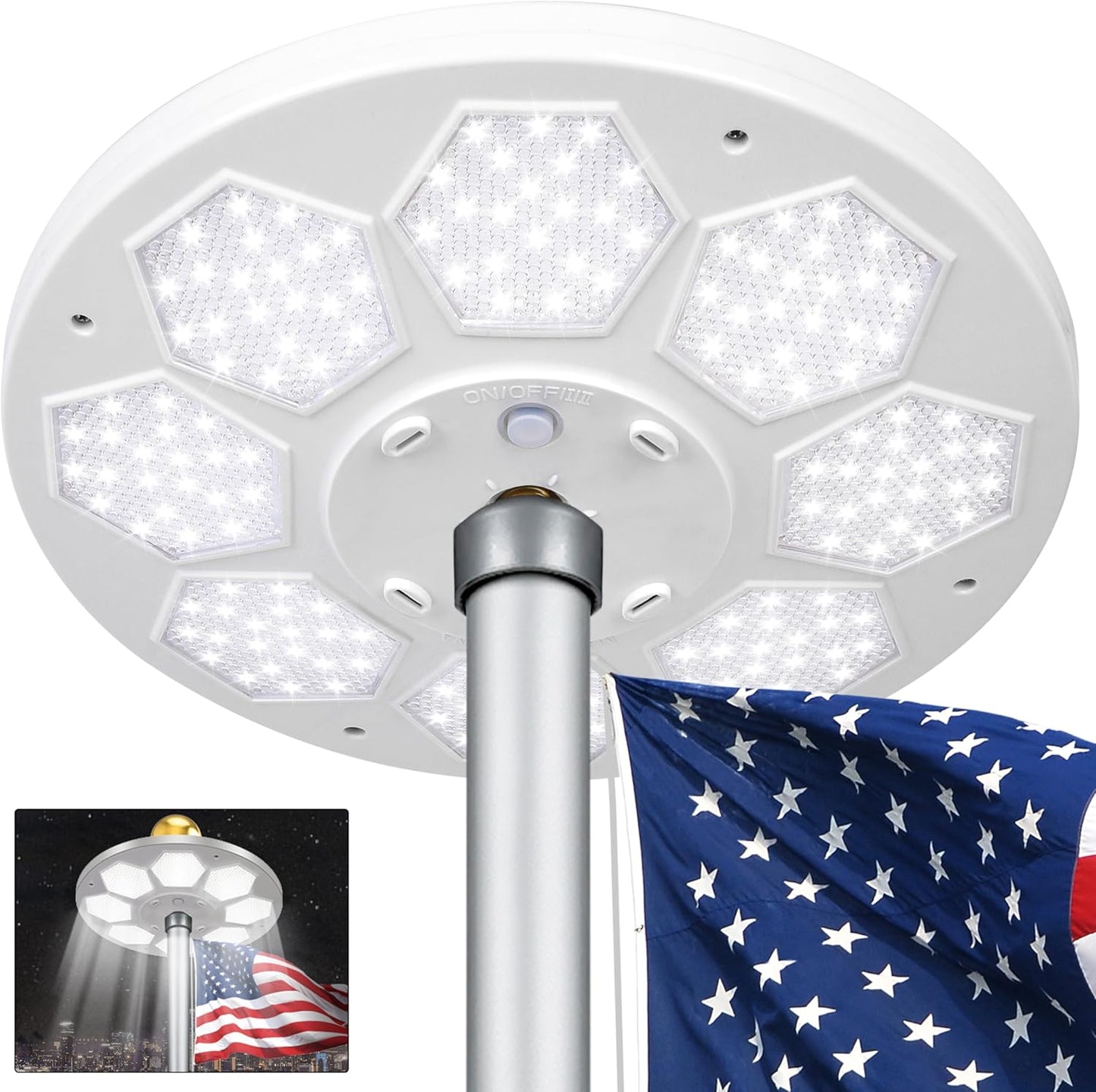 Solar Flagpole Light with 160 LEDs for 15-25 Ft Poles