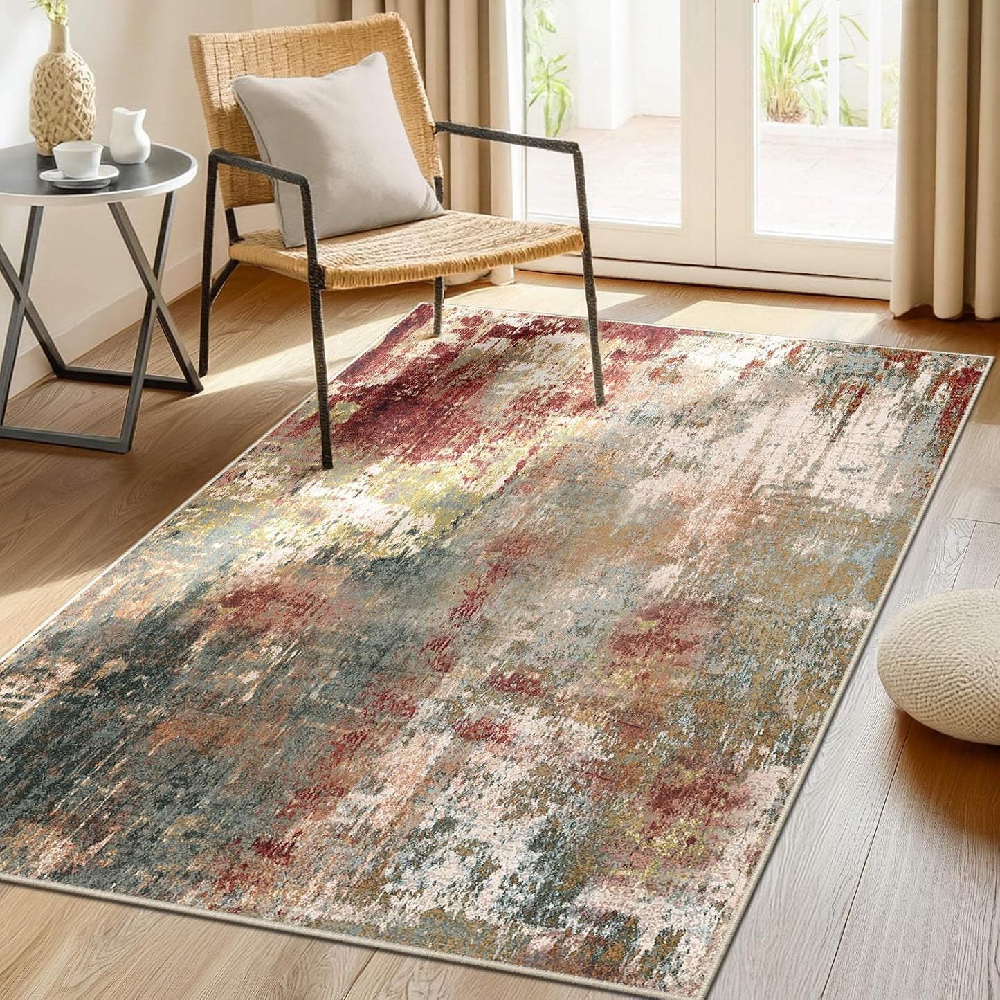Washable Area Rugs 3ftx5ft Non-Slip Modern Abstract Design