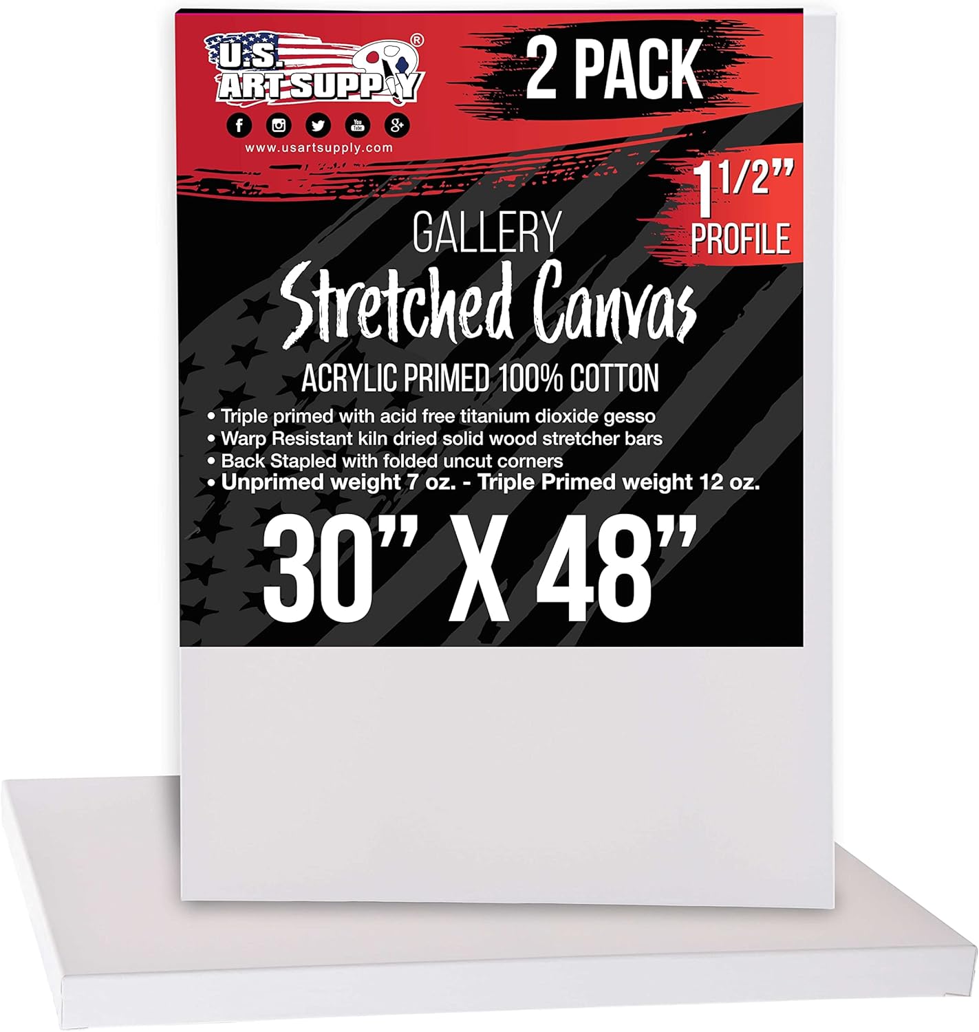 X-Large Stretched Canvas for Painting 30x48 inch - 2-Pack