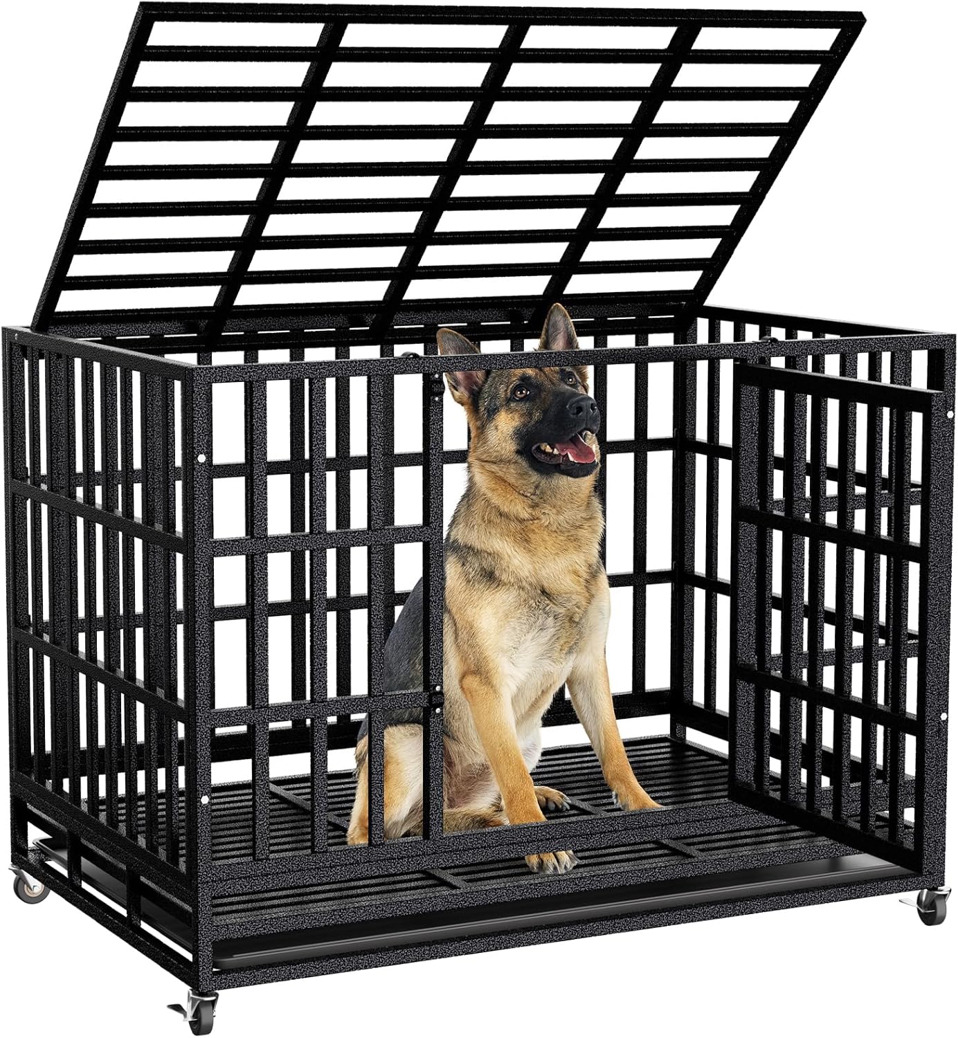 38 Inch Heavy Duty Dog Crate for Large Dogs with Wheels