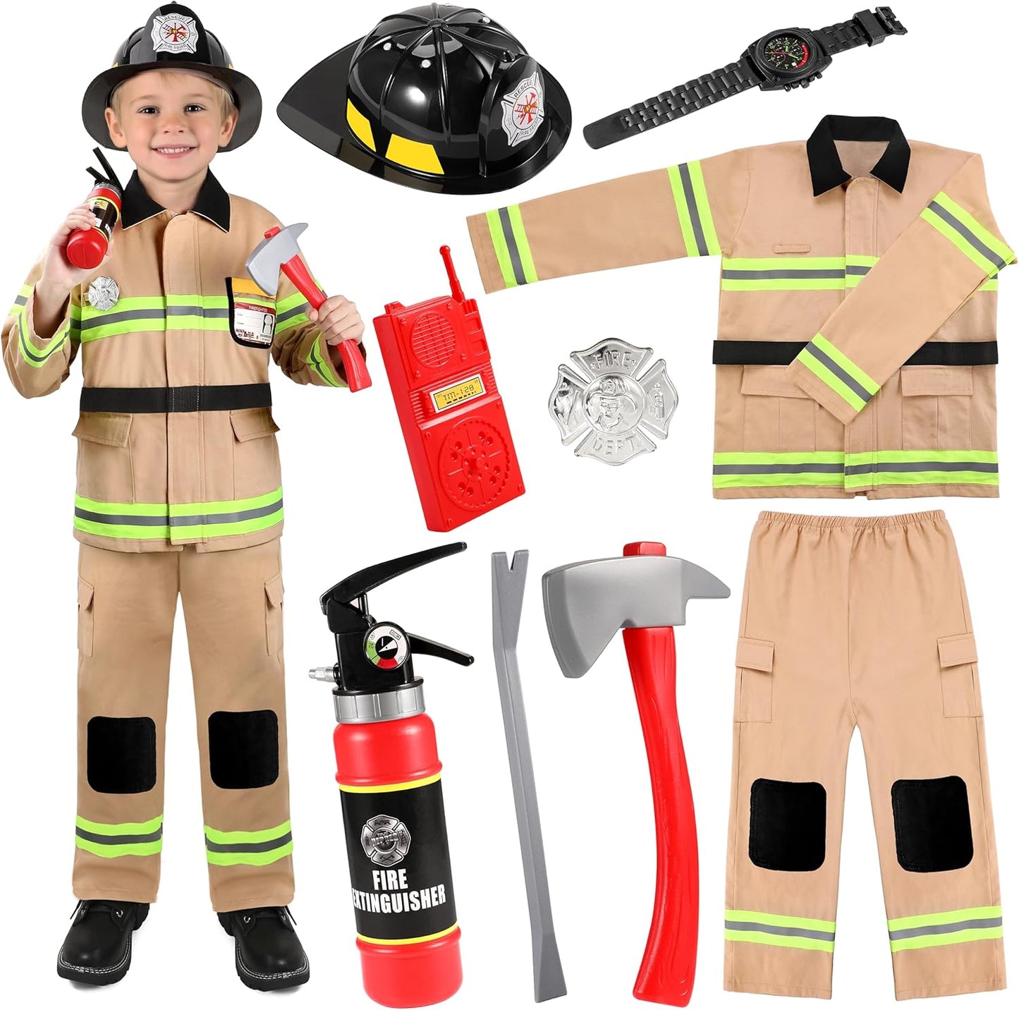 GIFTINBOX Firefighter Costume for Boys with Accessories for Fun