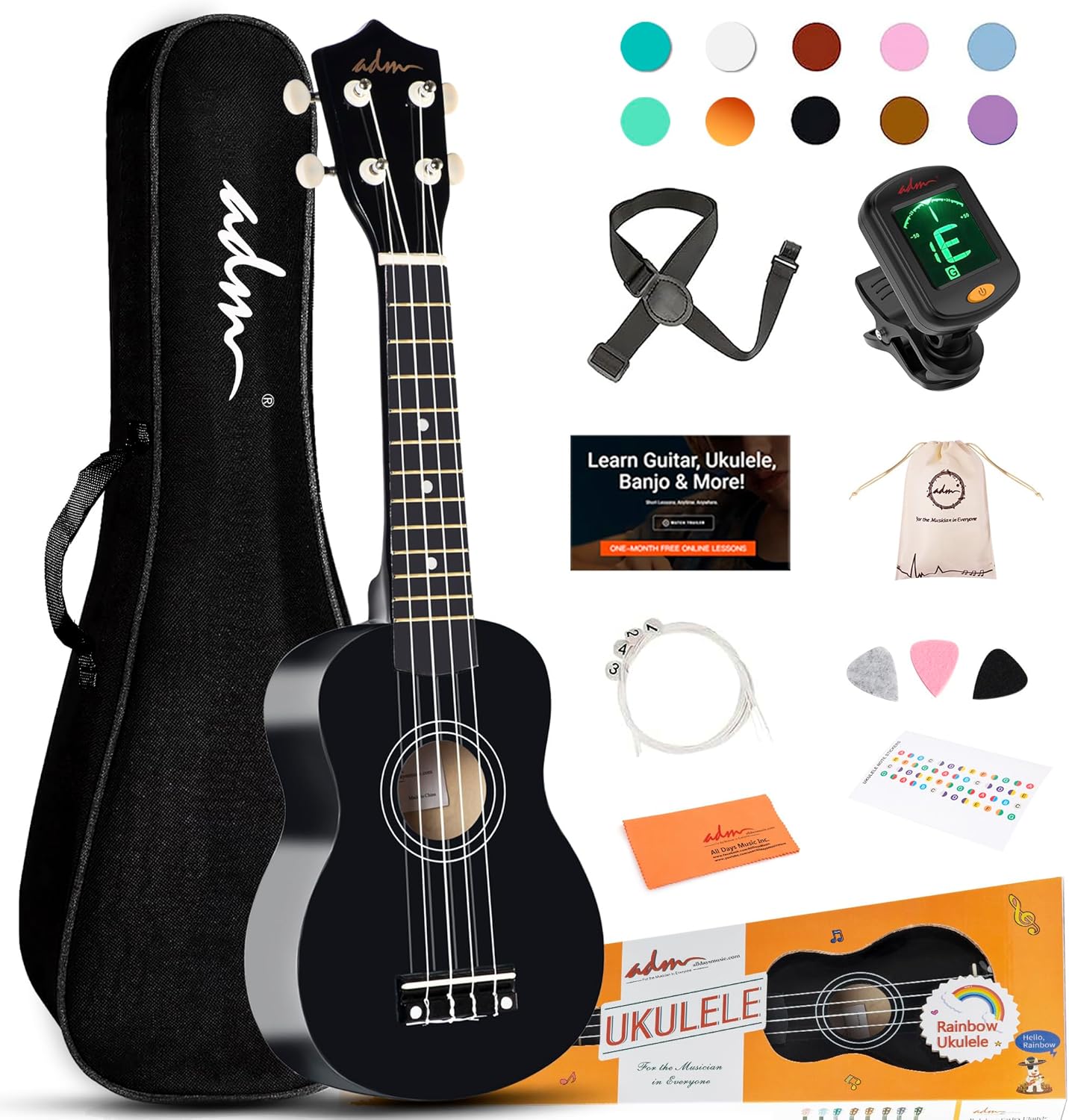 ADM Ukulele for Beginners - 21 Inch Soprano Ukelele Kit