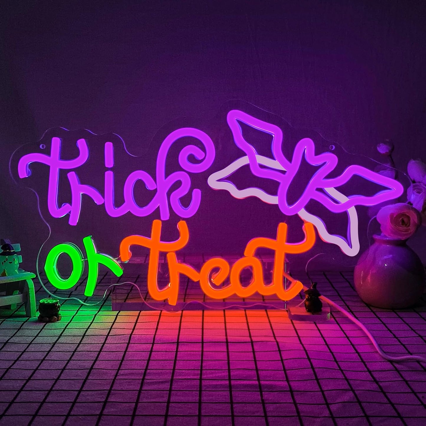 Halloween Neon Sign Bat Light for Party Decor and Atmosphere