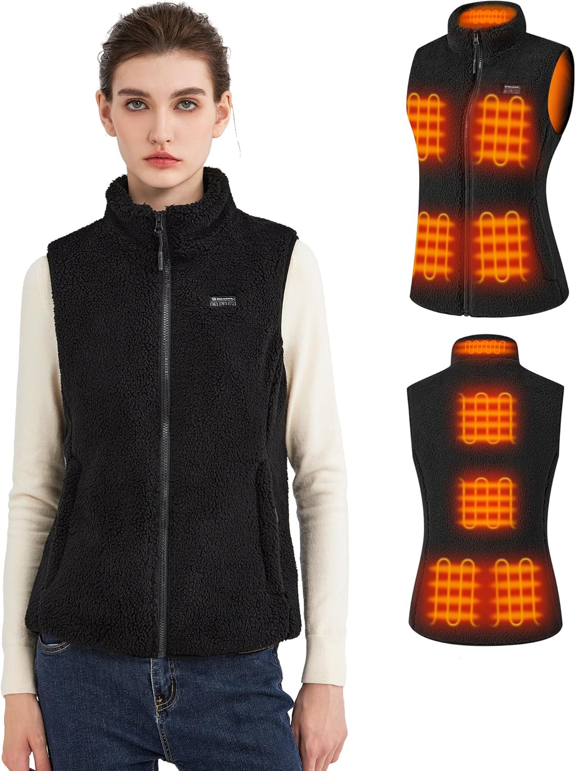 Fuzzy Heated Vest for Women with 16000mAh Battery Pack Included