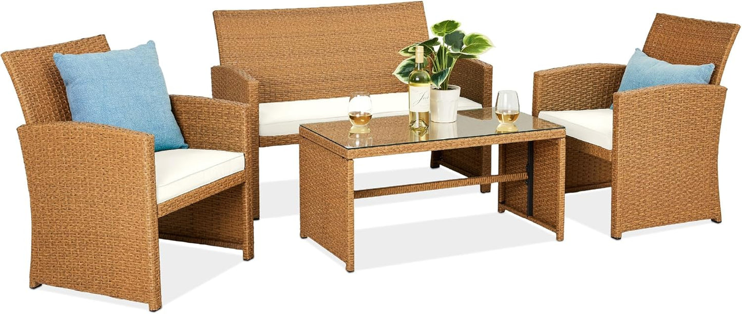Best Choice Products 4-Piece Outdoor Wicker Patio Set for Comfort