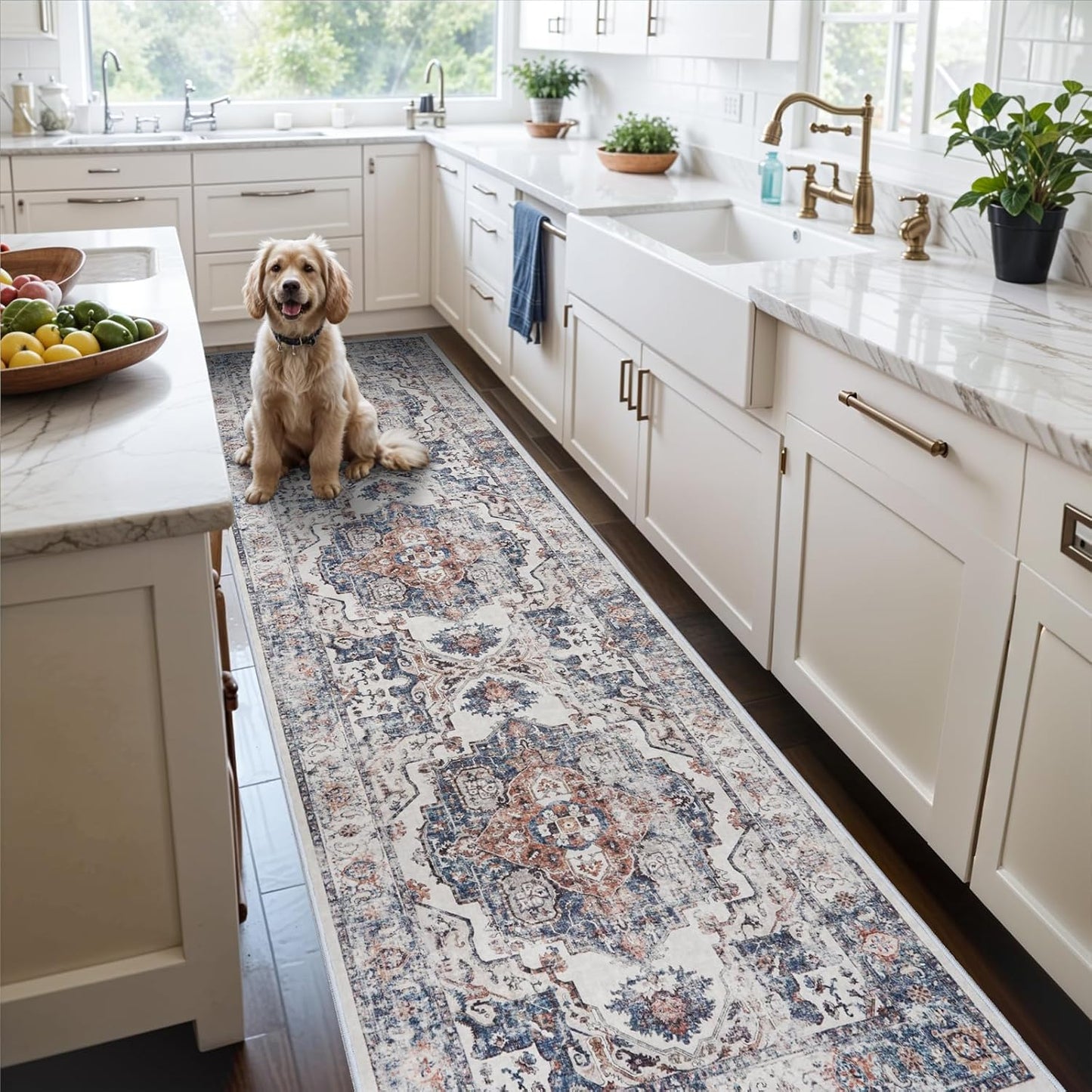 Hallway Washable Runner Rug - Vintage Soft Non Slip Carpet