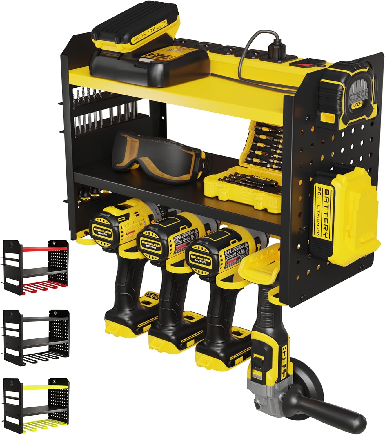 Power Tool Organizer Wall Mount - 3-Tier Heavy-Duty Storage Rack