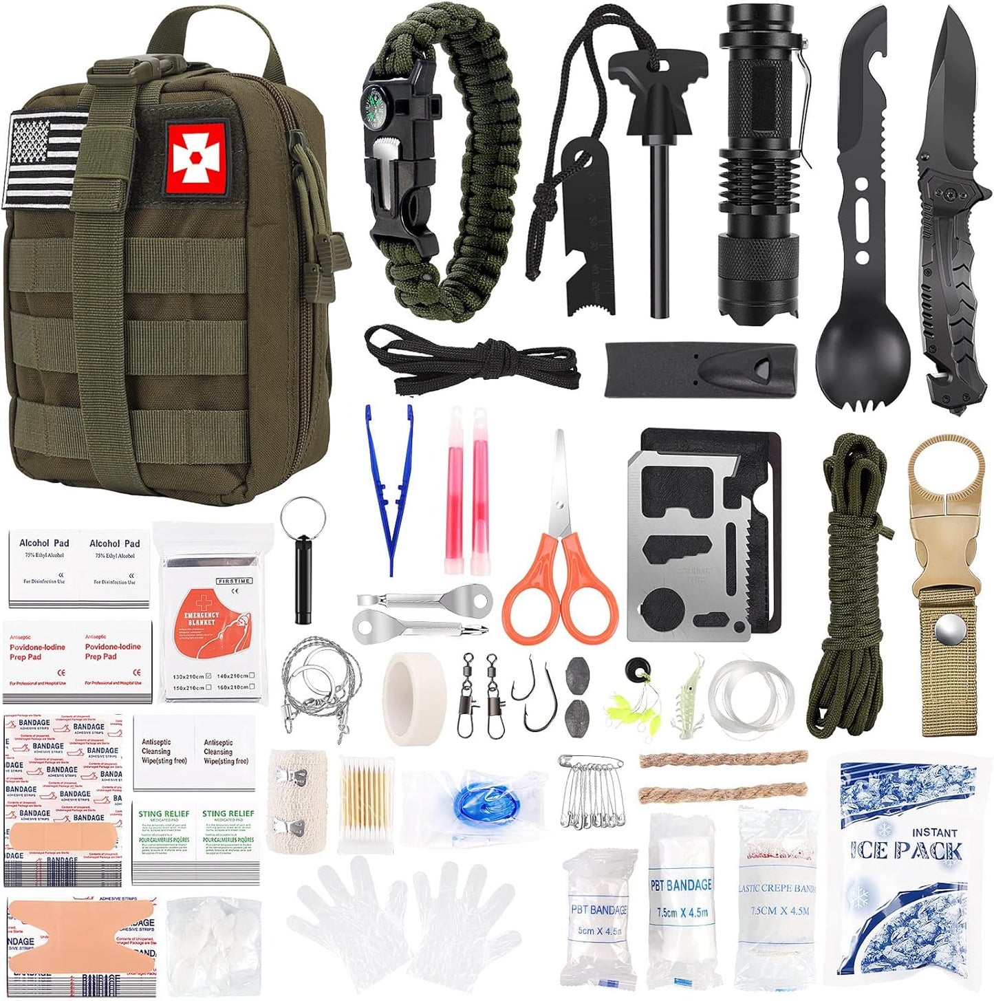 Upgraded Survival Kit with Molle Bag