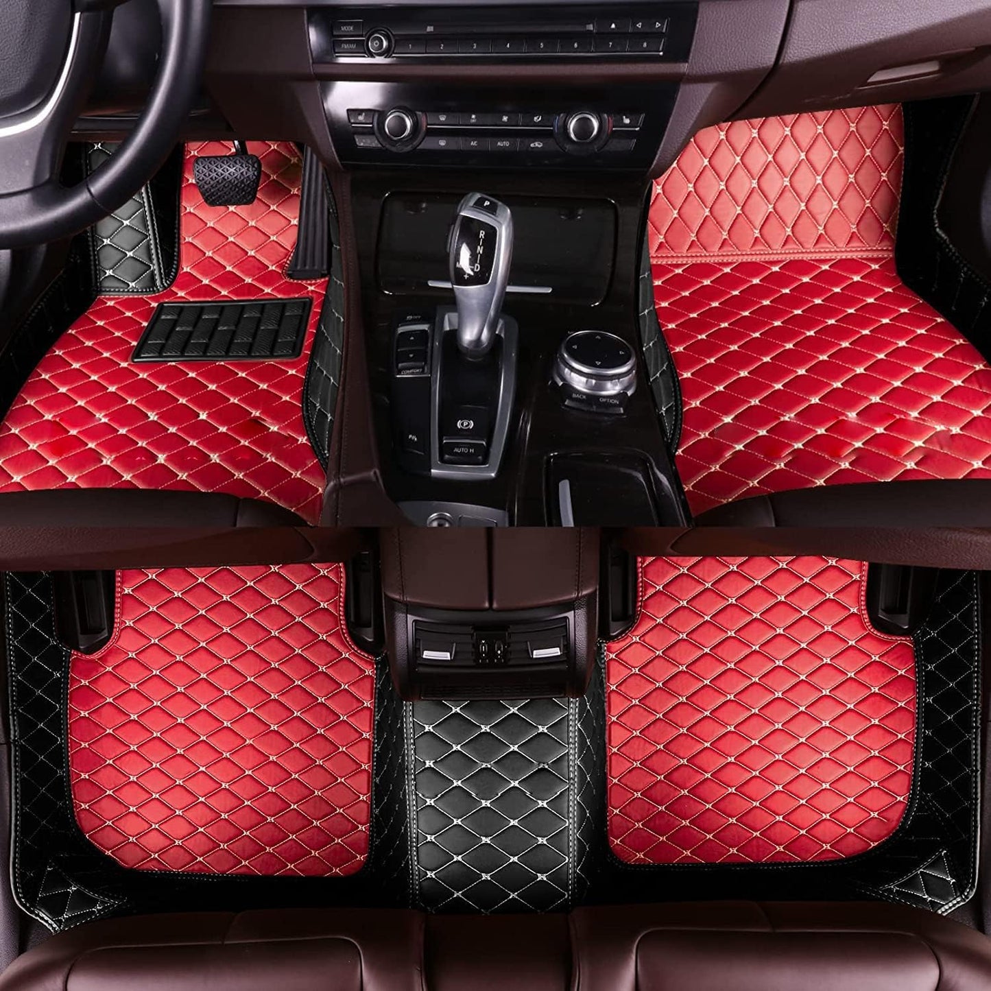 Custom Fit Car Floor Mats for Full Coverage in Red & Black