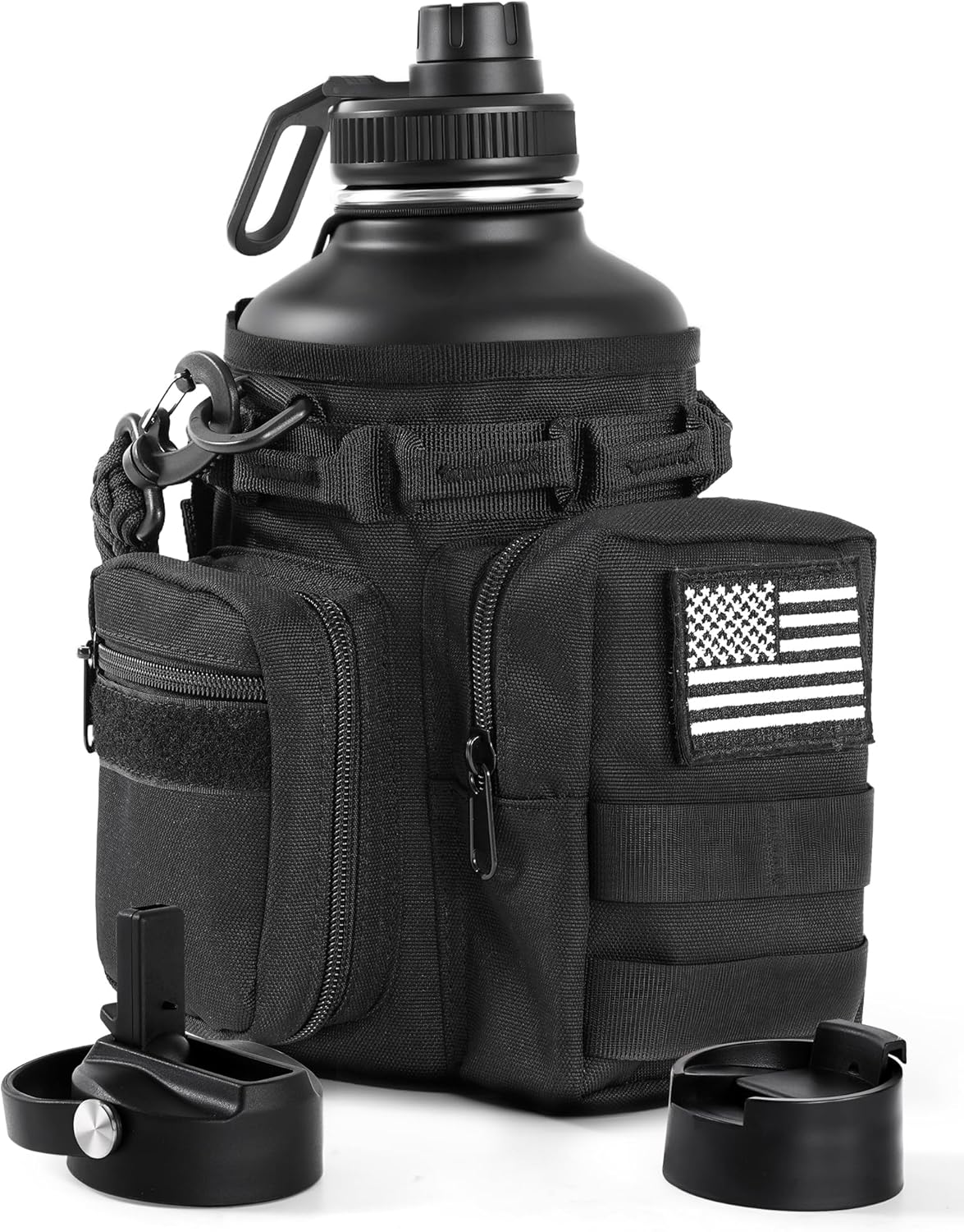 Tactical Half Gallon Water Bottle with Molle Sleeve for Hydration