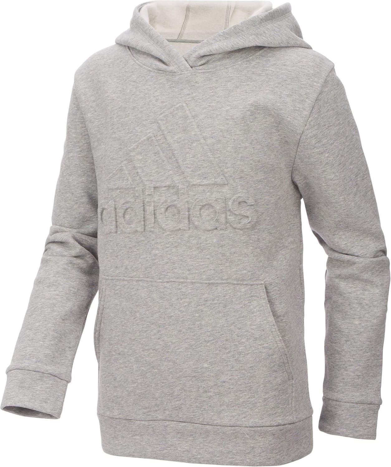 adidas Boys Gray Fleece Hoodie - Cozy Cotton Blend, Exclusive Logo