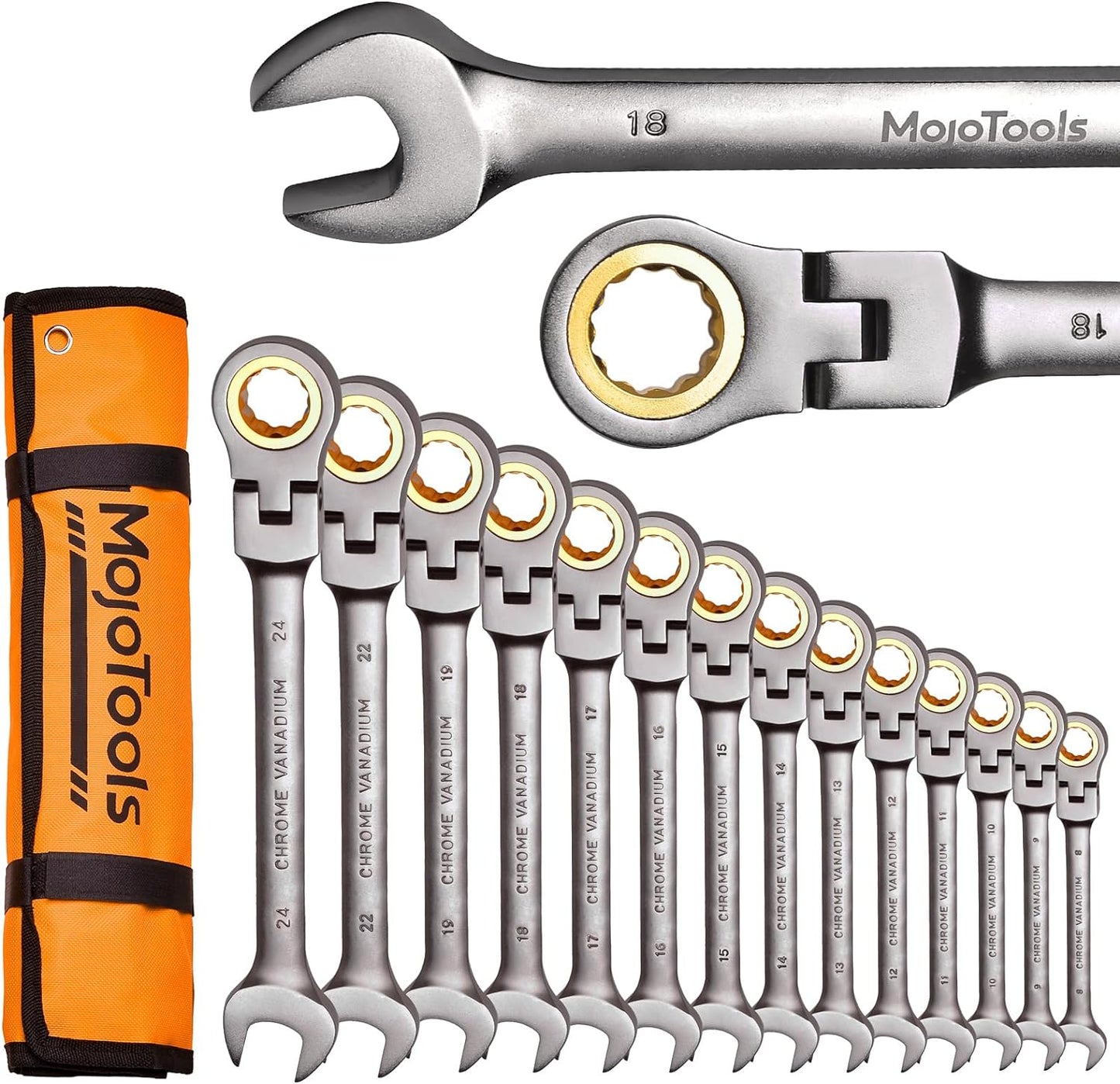 23-Piece Flex-Head Ratcheting Wrench Set for Precision Tasks