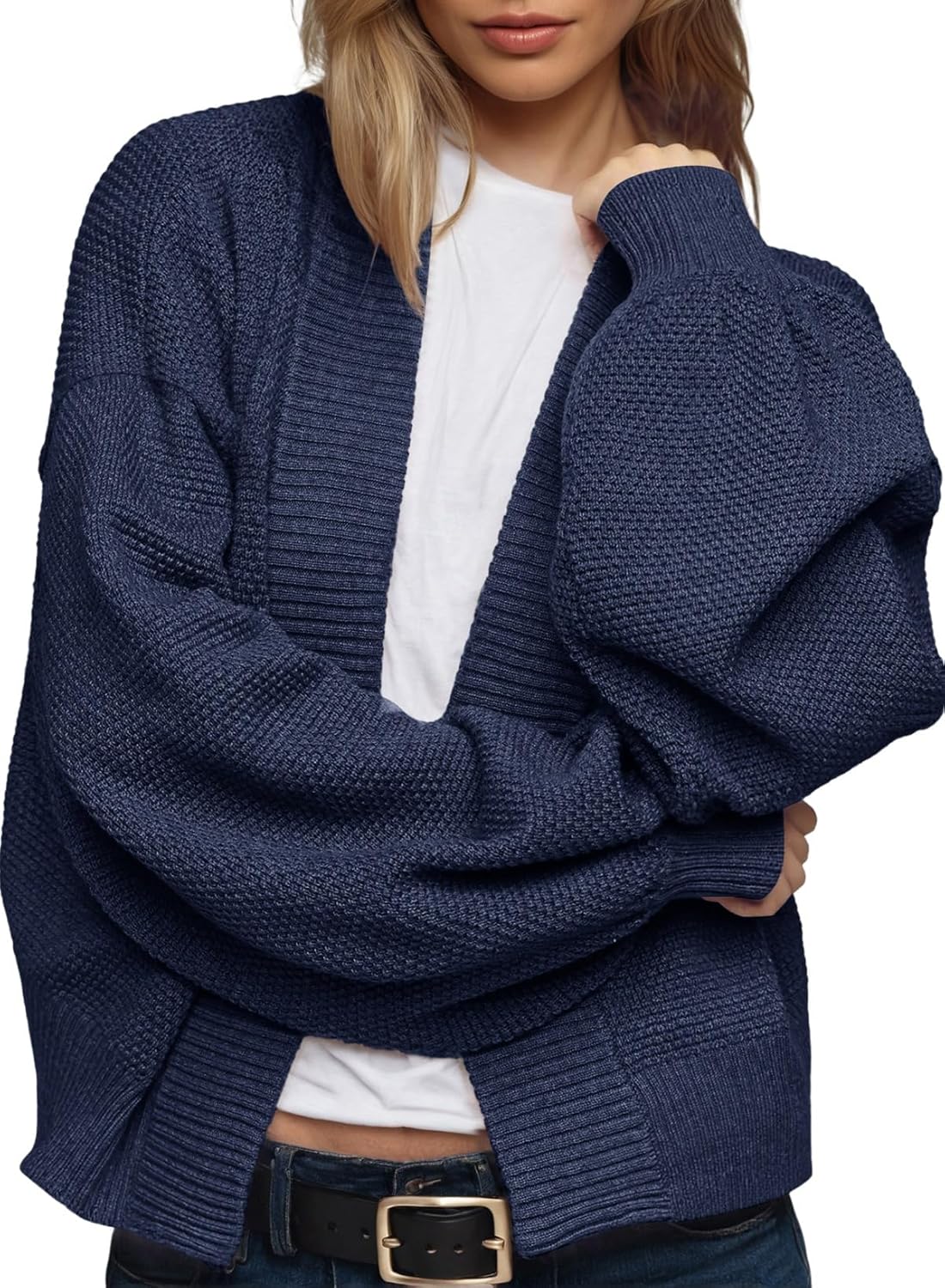 Trendy Casual Open Front Long Sleeve Chunky Cardigan Sweater