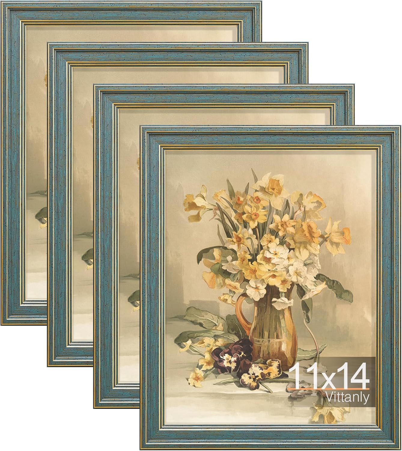 Vittanly 11x14 Picture Frame Set of 4 for Rustic Home Decor