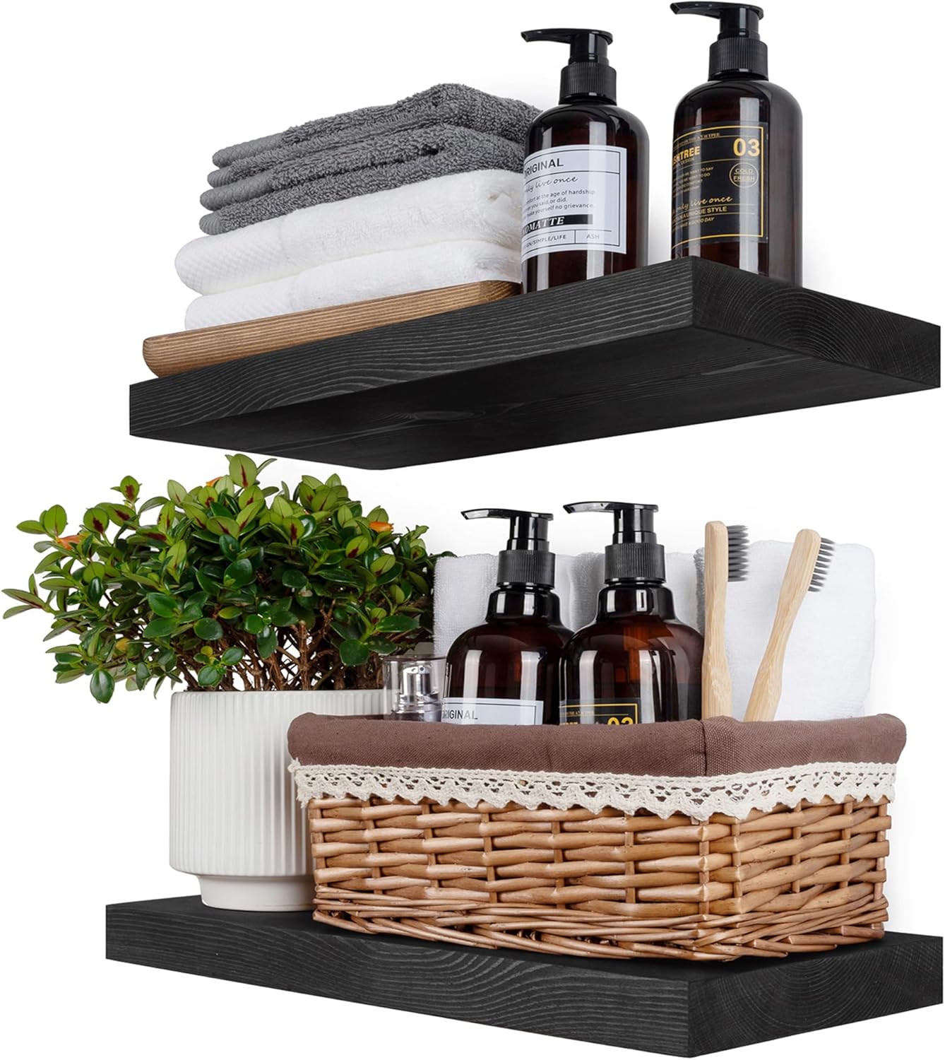 BGMG Wood Floating Shelves 16 inch for Rustic Home Decor