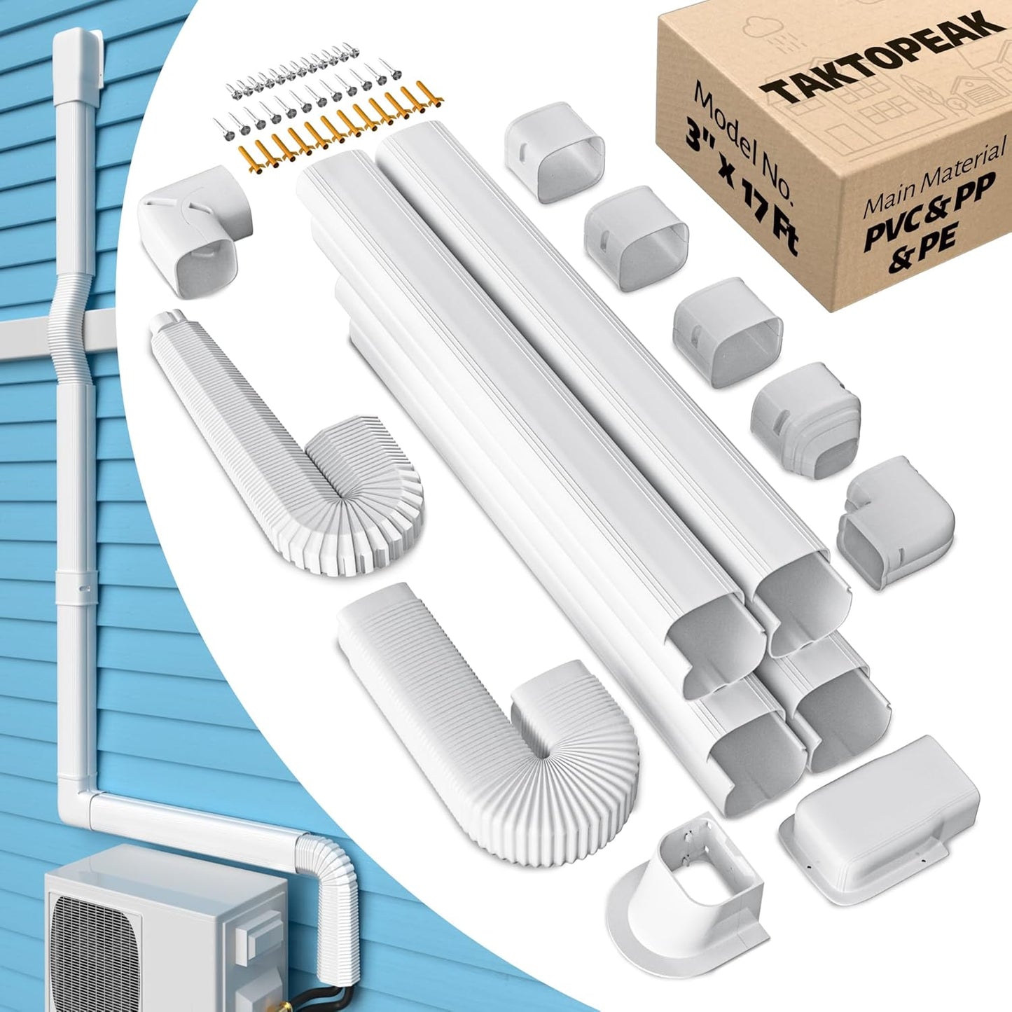 TAKTOPEAK 3 Line Set Cover - Weatherproof AC Pipe Hide