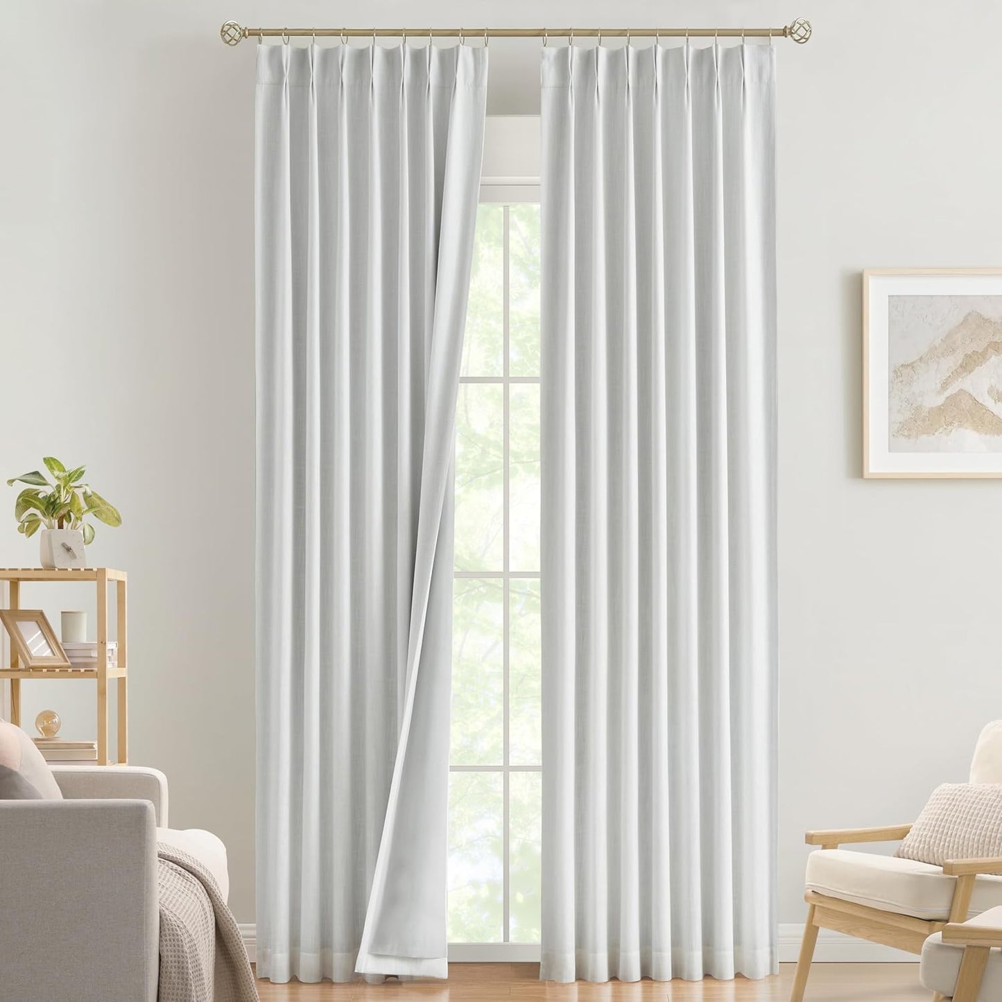 Vision Home White Pinch Pleated Blackout Curtains for Bedrooms