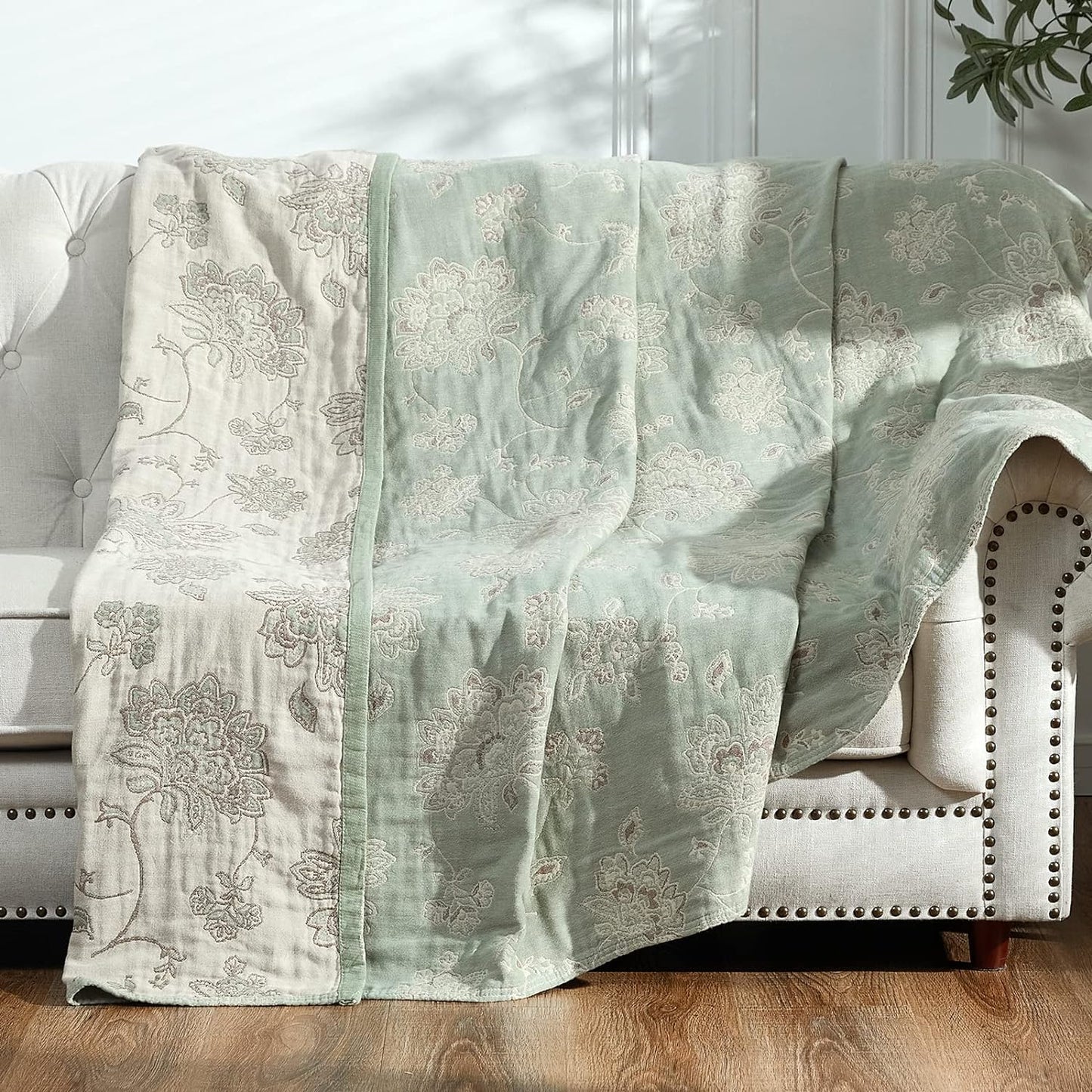 Boho 100% Cotton Muslin Twin Size Blanket for All Seasons