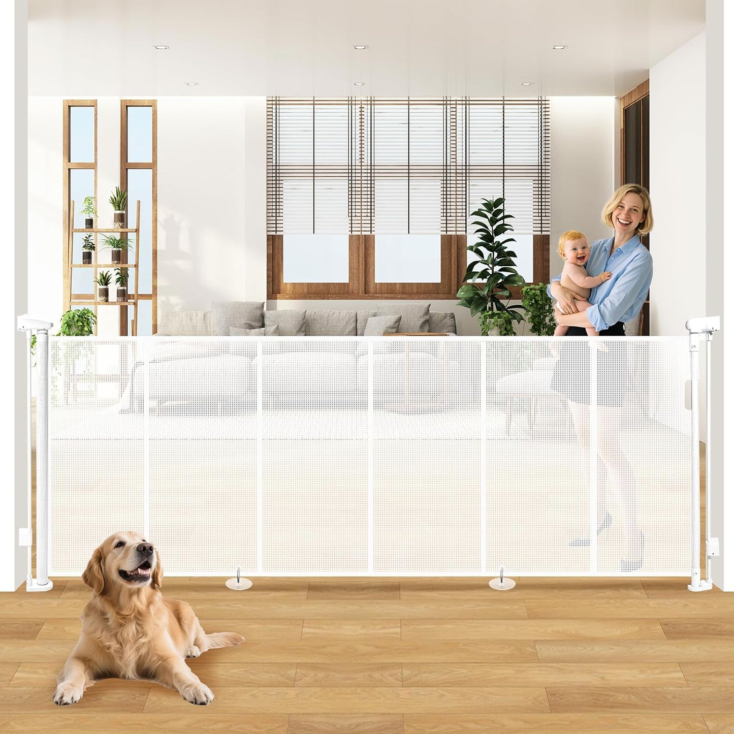 120 Inch Extra Wide Retractable Baby Gate for Pets and Kids