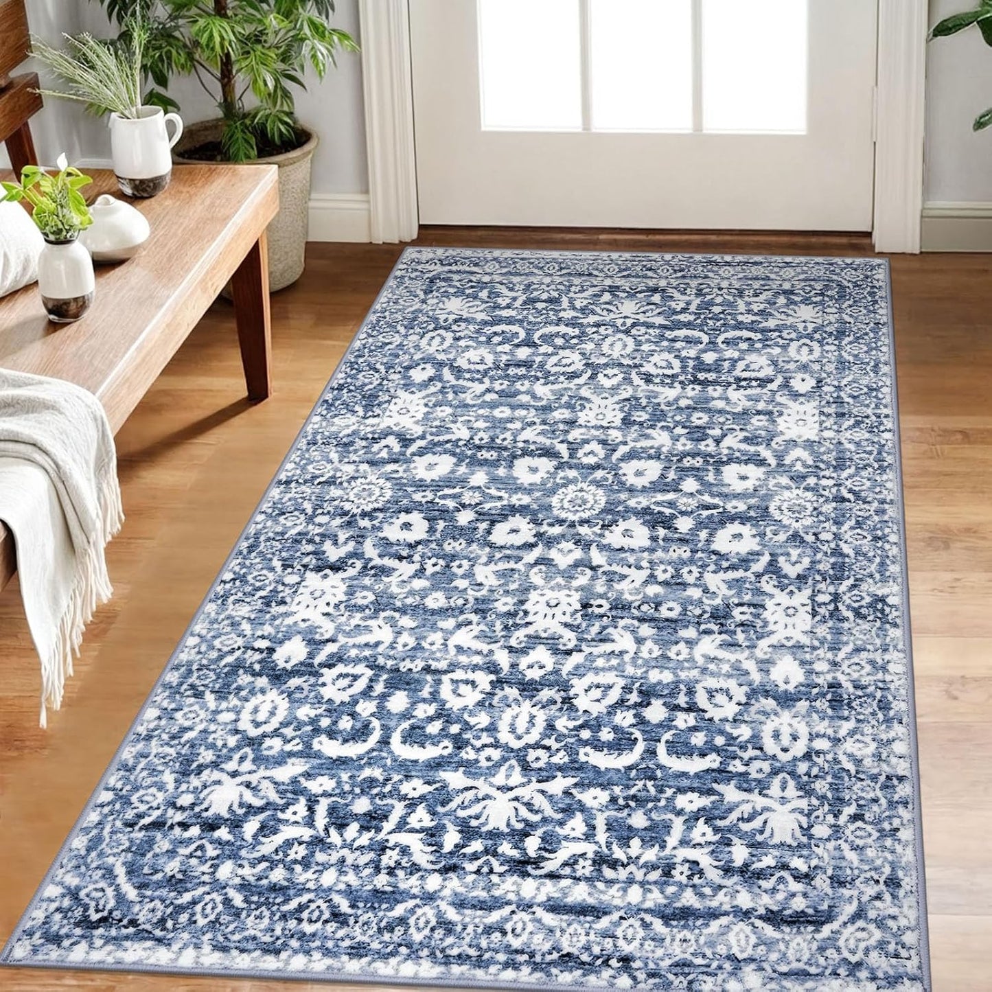 Vintage Floral 3x5 Rug for Entryway, Kitchen, and Bedroom Use