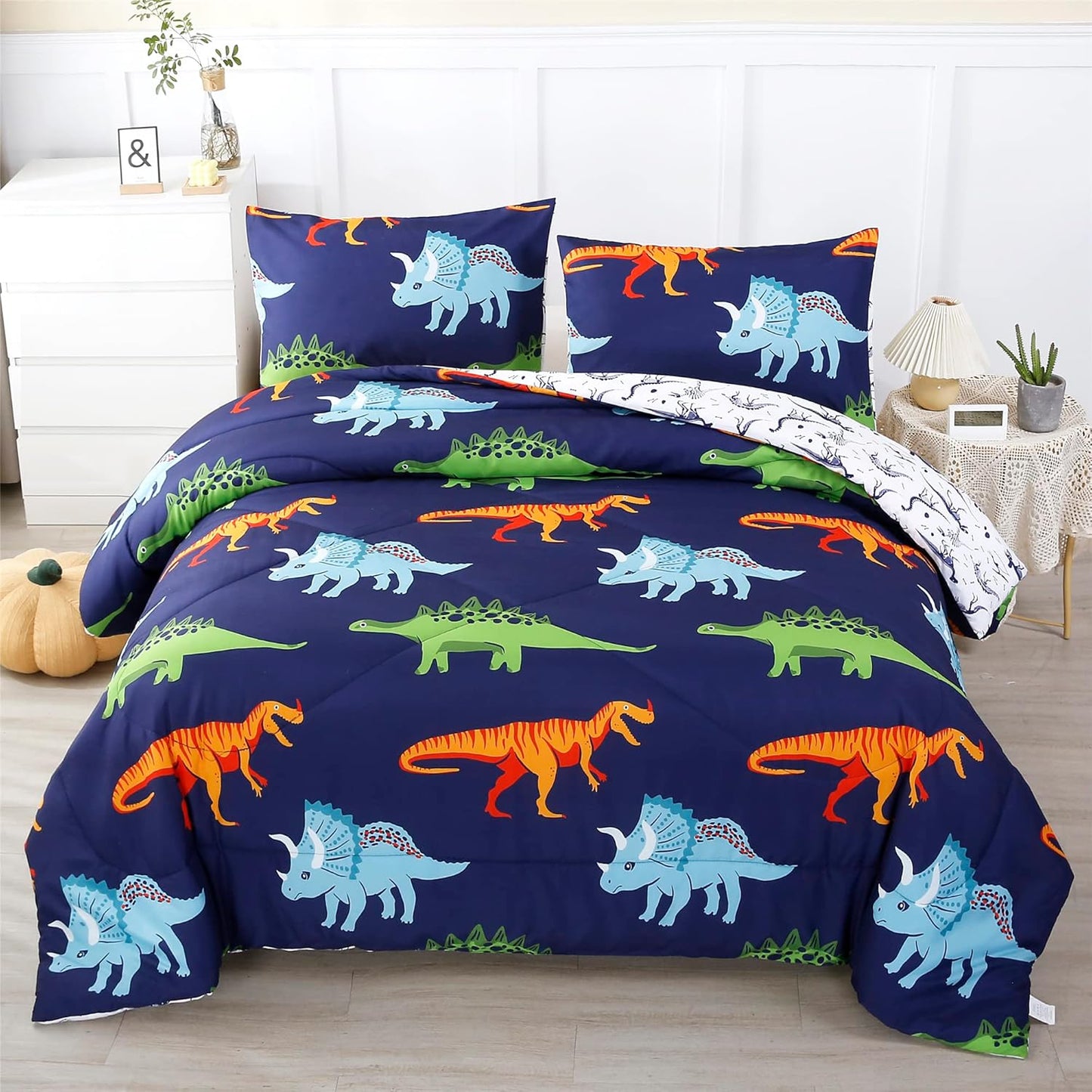 Dinosaur Print Comforter Set for Kids - Cozy and Cute Bedding
