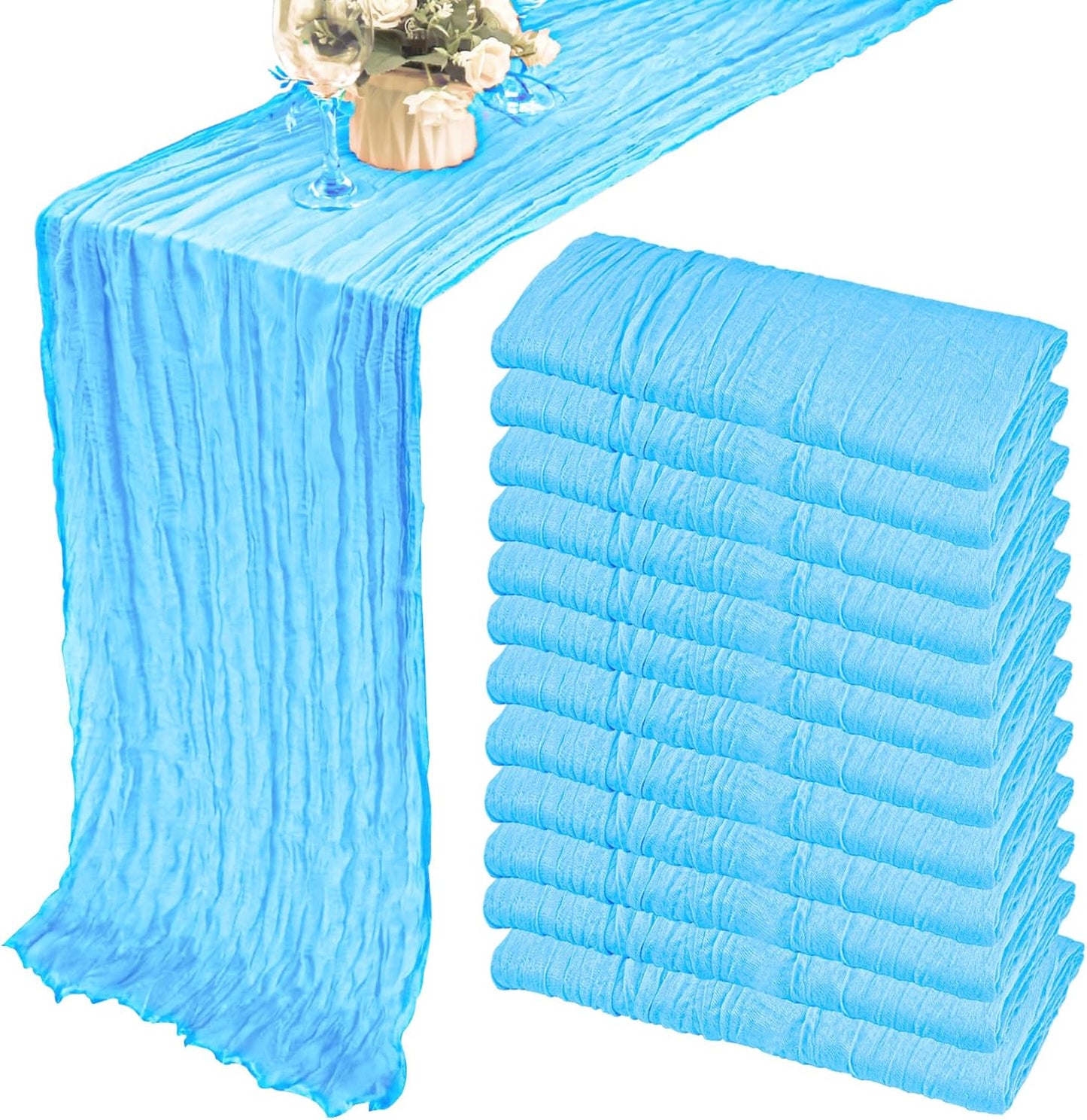 12 Pack 10Ft Cheesecloth Table Runner for Elegant Events