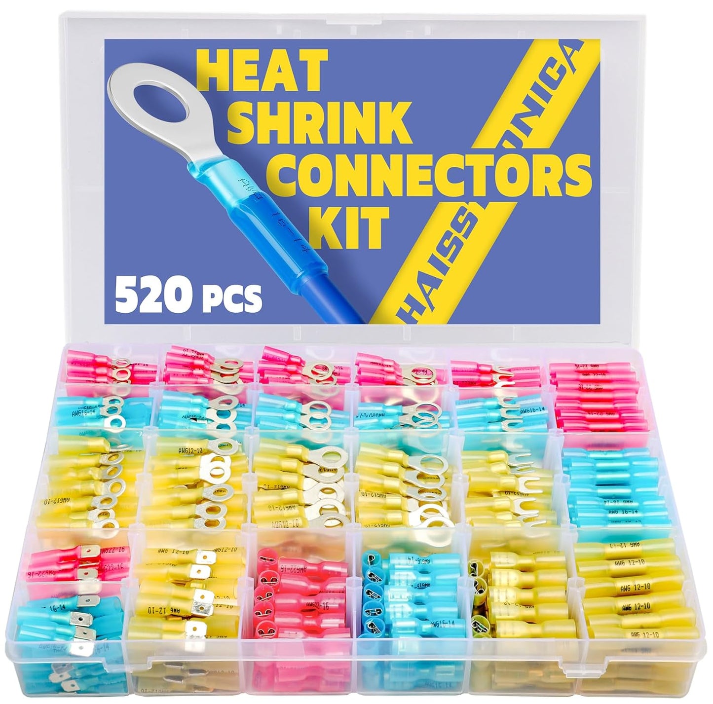 Haisstronica 520PCS Marine Grade Heat Shrink Wire Connectors Kit
