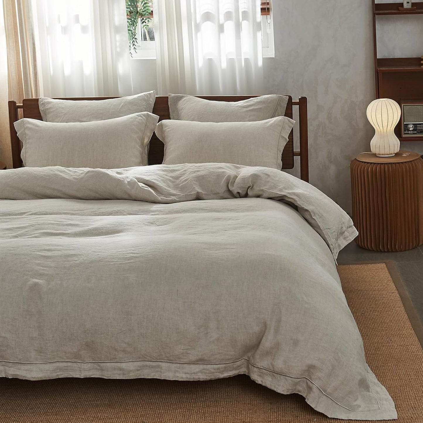 100% Washed Linen Duvet Cover Set for Cozy Farmhouse Style