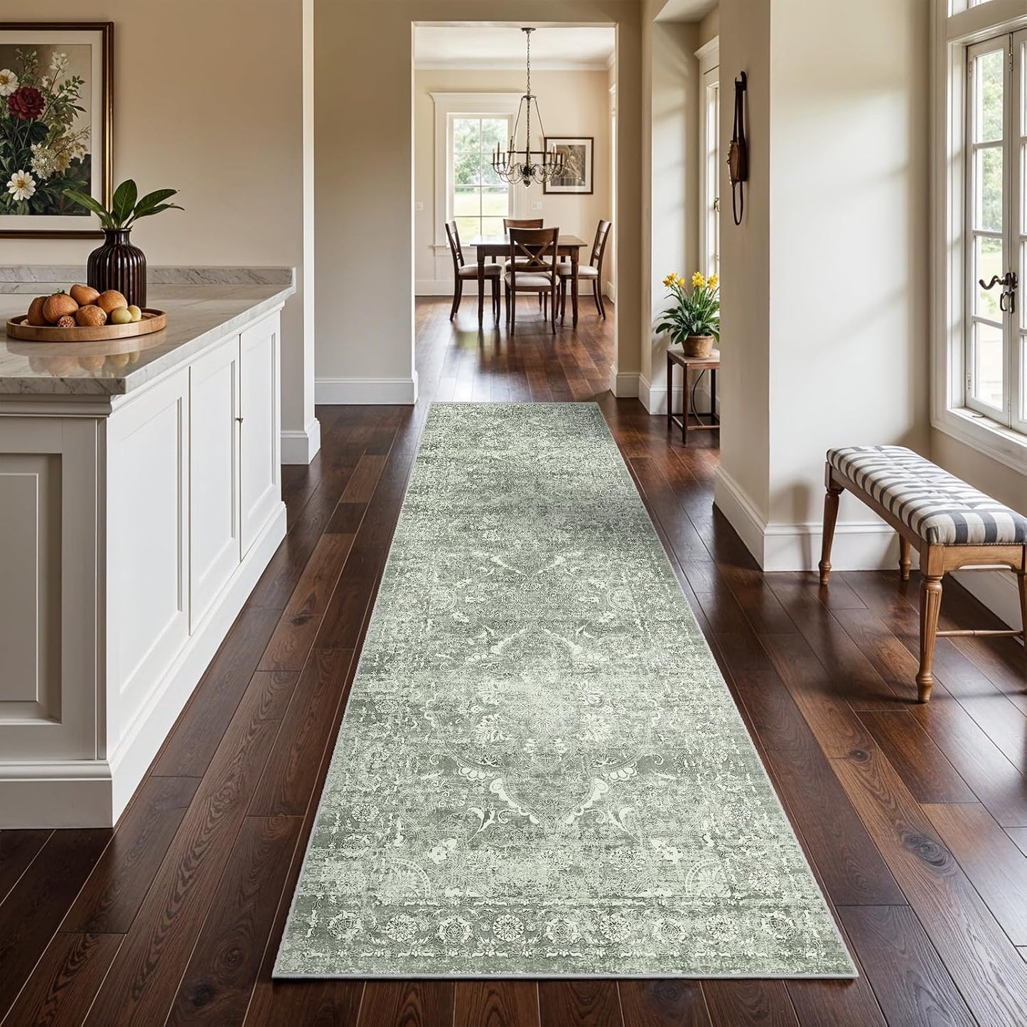 Washable 3x12 Runner Rug - Vintage Non-Slip Indoor Rug