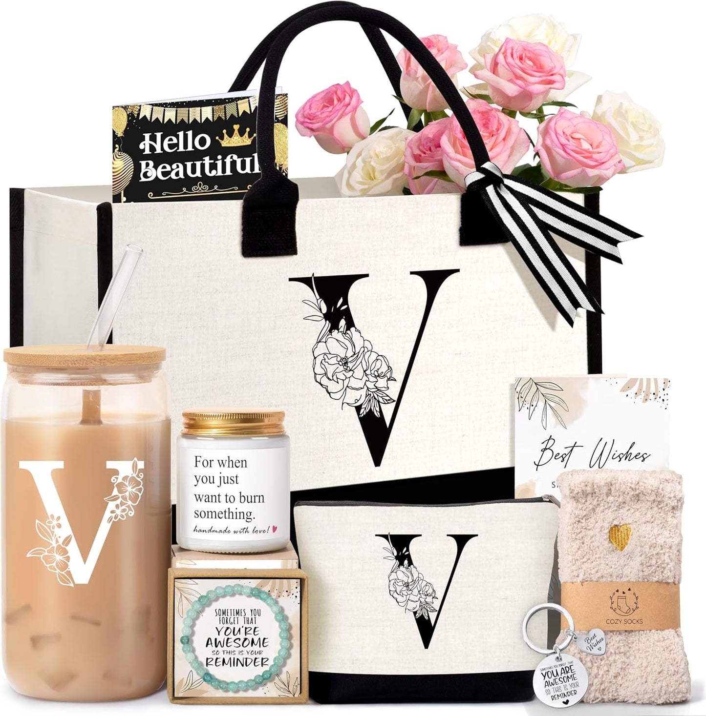 Personalized Birthday Gifts for Women: Monogrammed Tote Bag Set
