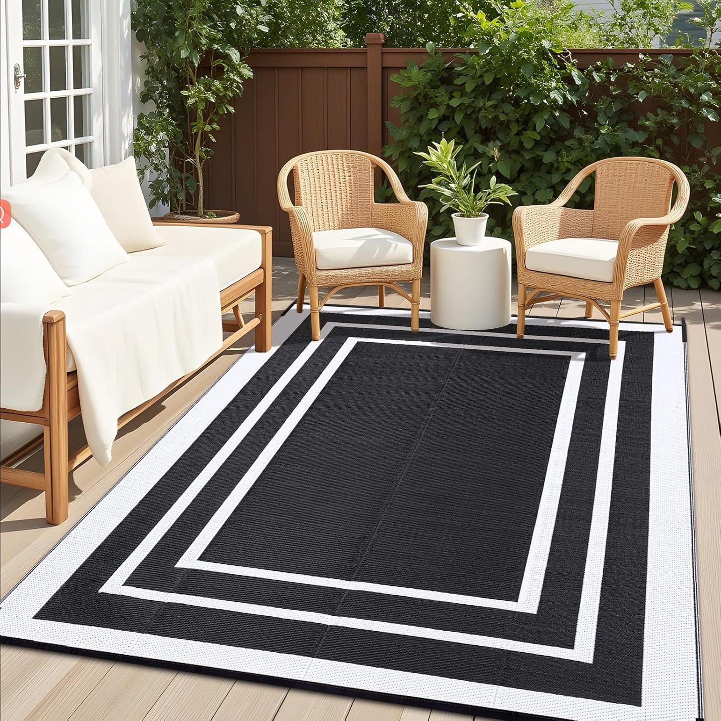 OLANLY Outdoor Rug 8x10 ft Waterproof, Reversible & Stylish