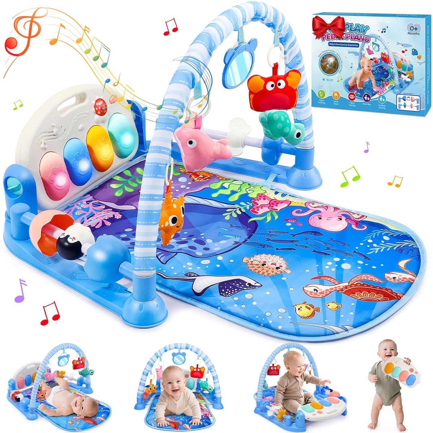 Baby Gyms Play Mats with Piano and Sensory Toys for Infants