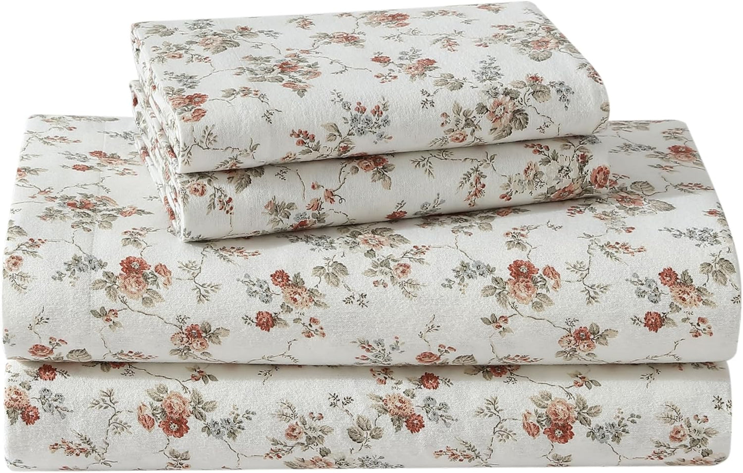 Laura Ashley Queen Sheet Set - Soft Cotton Flannel Bedding