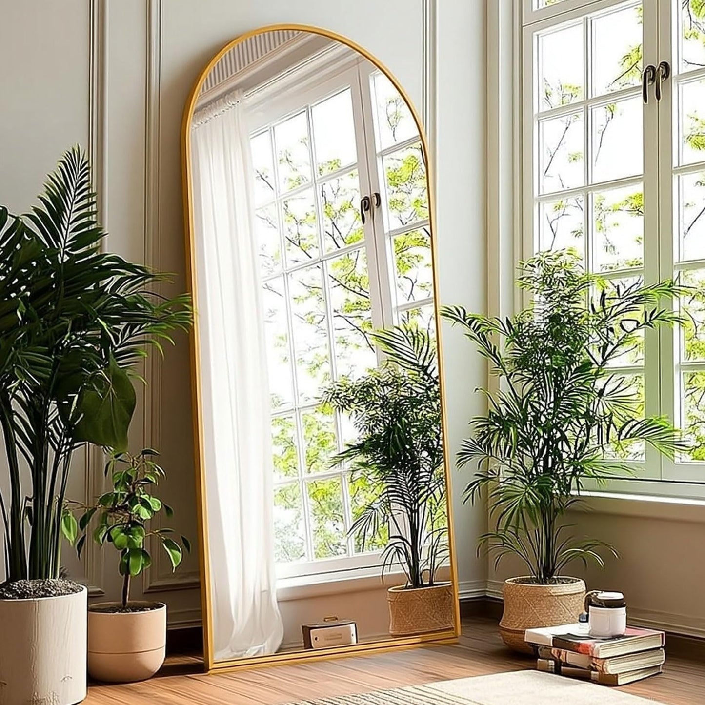 71x27 Inch Arched Floor Mirror - Full Length Gold Standing Decor