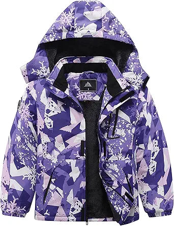 MOERDENG Kid's Ski Jacket Waterproof Winter Coat for Kids
