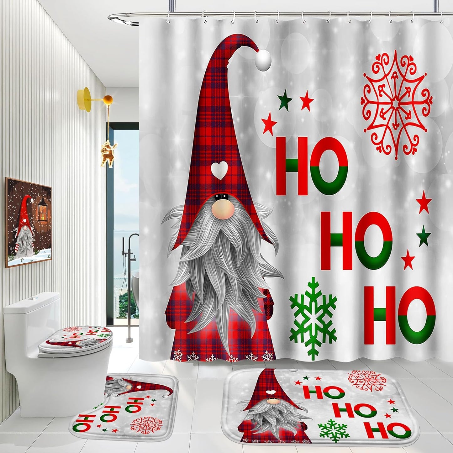 ENYORSEL Gnome Christmas Bathroom Set - Complete Festive Decor!