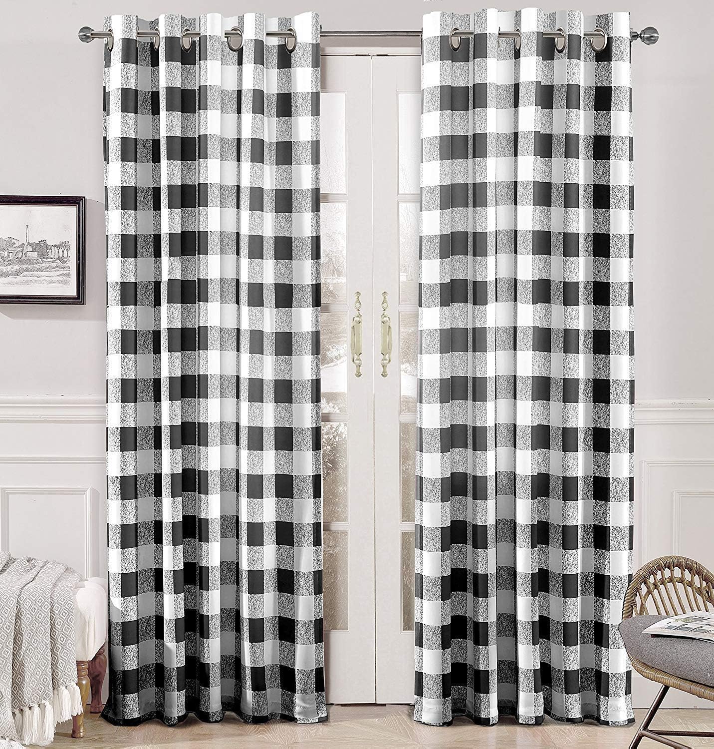 Buffalo Plaid Check Curtains for Farmhouse Bedroom Decor