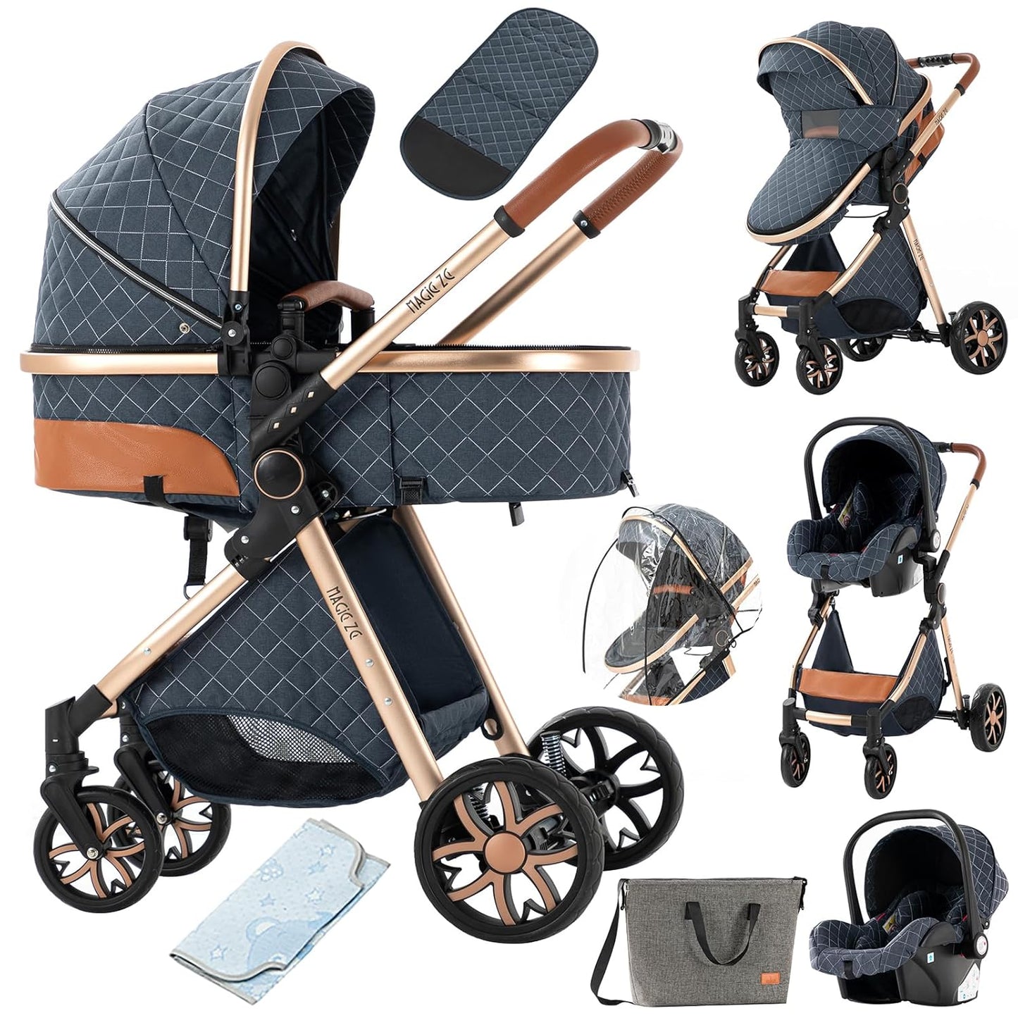 3 in 1 Baby Travel System Reversible Stroller for Newborns