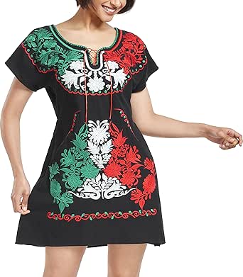 YZXDORWJ Women Mexican Embroidered Fiesta Dress for Summer Fun