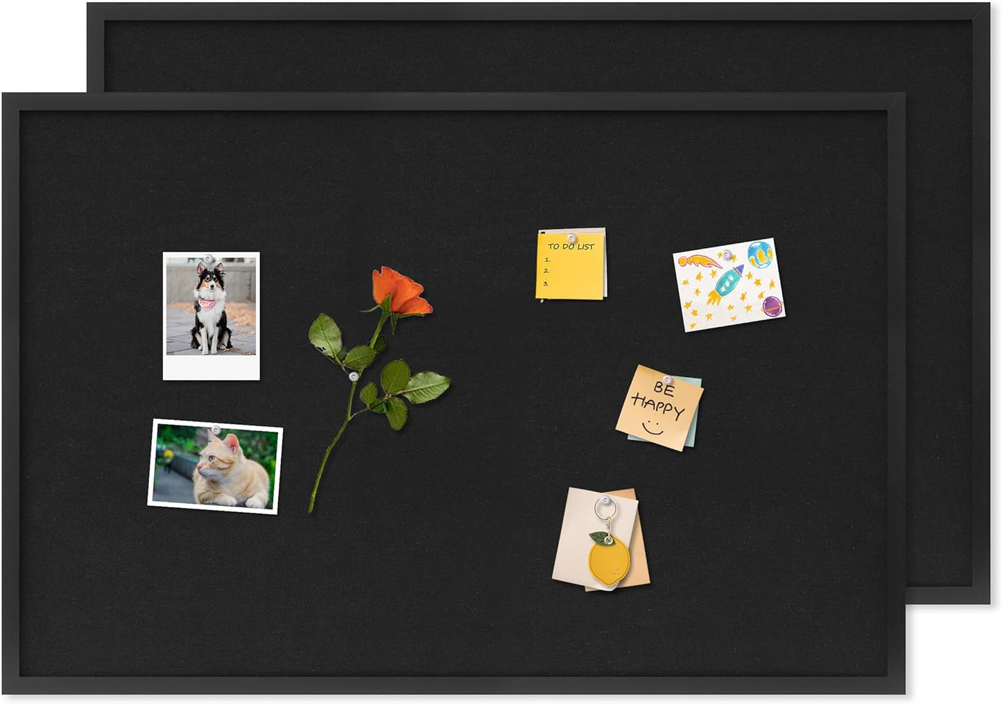 Cork Board with Linen Black 2Pack for Home Office and School