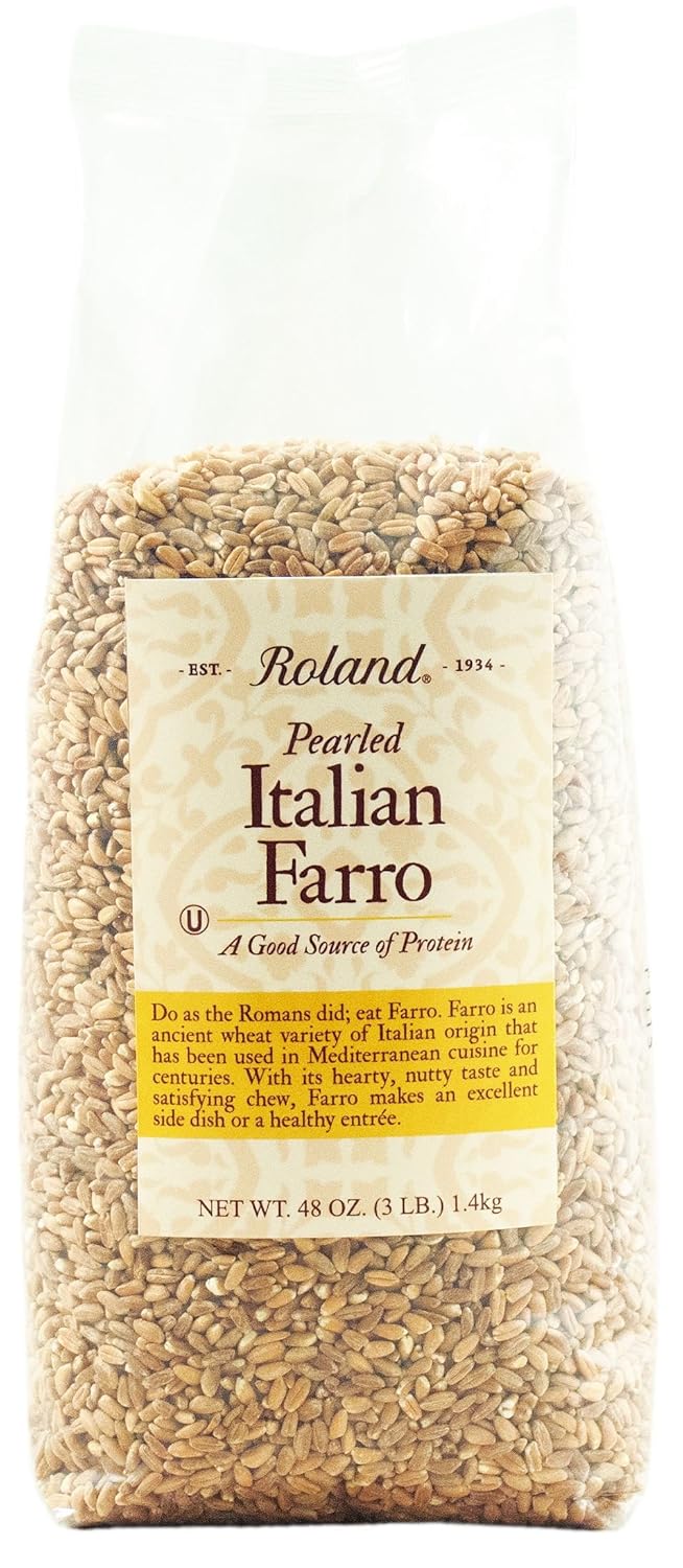 Roland Foods Italian Farro Pearled 3 Pound Pack of 4 for Cooking