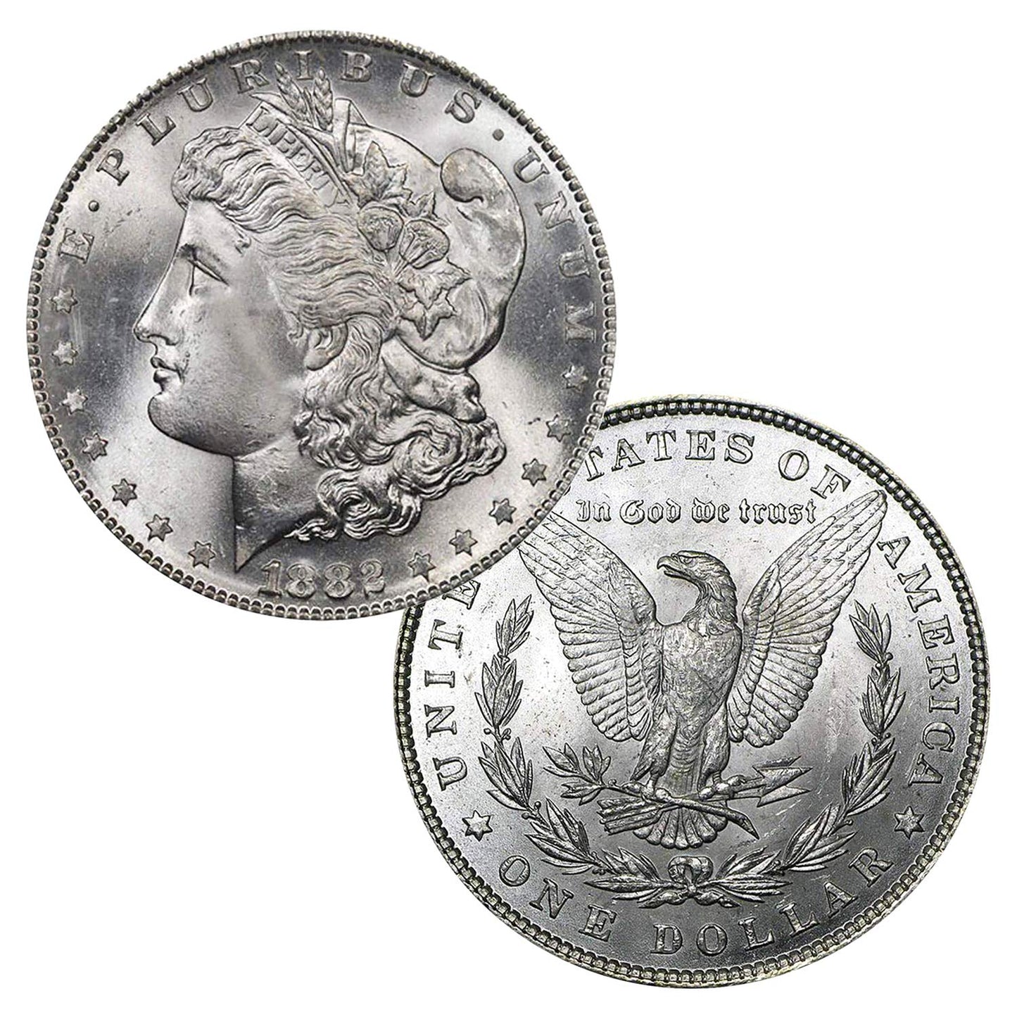 USA 1882 P Morgan Silver Dollar Coin - Brilliant Uncirculated